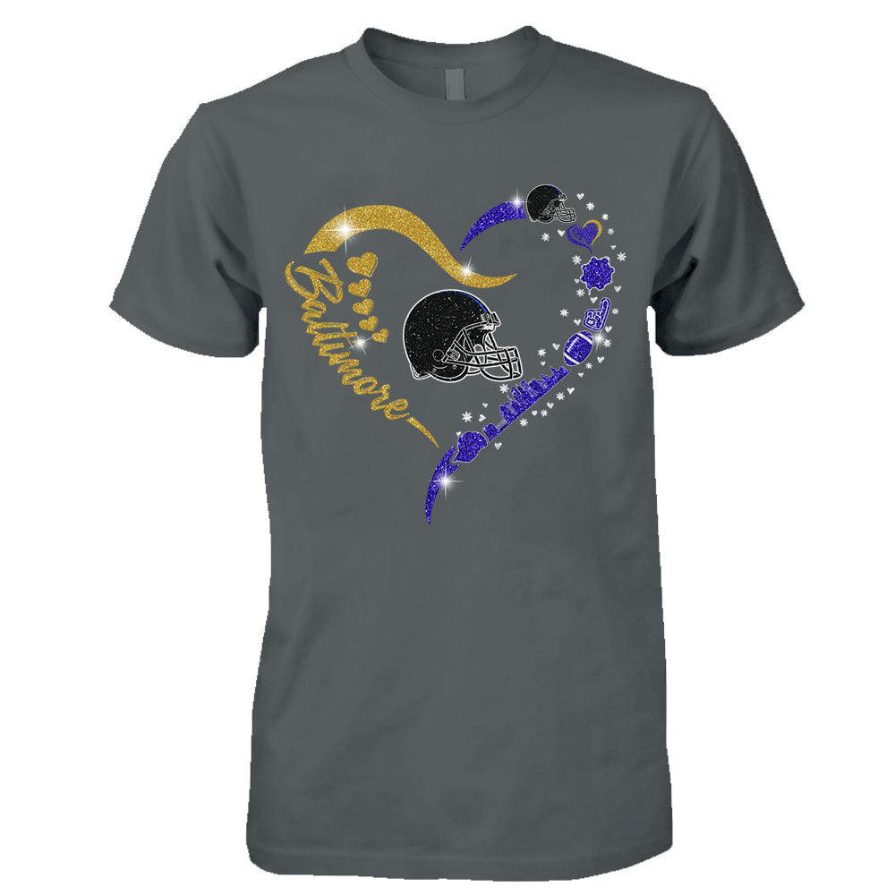 Baltimore Football In My Heart T Shirts, Hoodie, Sweatshirt, Long Sleeve For Men & Women, Baltimore Lover