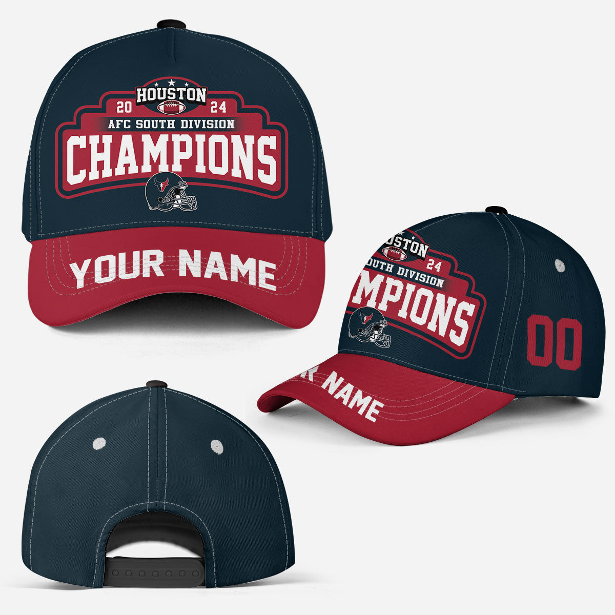 Houston American Football 2024 AFC South Champions Classic Hat Cap Custom, Houston Football Division South Champs Classic Hat Cap