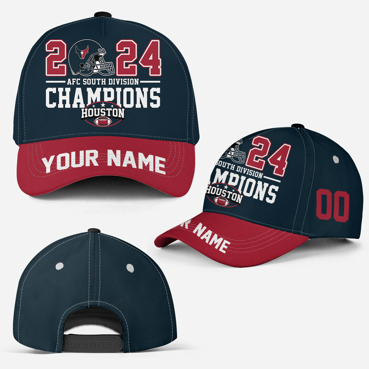 Houston American Football 2024 AFC South Champions Classic Hat Cap Custom, Houston Football Division South Champs Classic Hat Cap