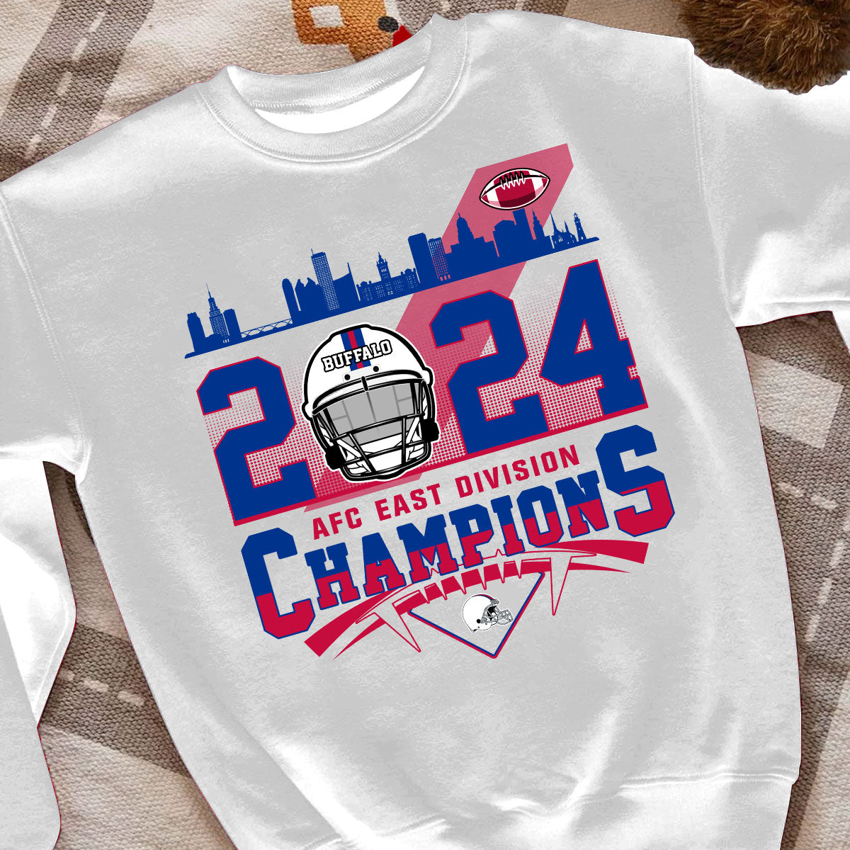 2024 Buffalo American Football AFC East Champions Skyline T Shirts, Conquered The 2024 East Champs Shirts, Buffalo Football Fan Gifts