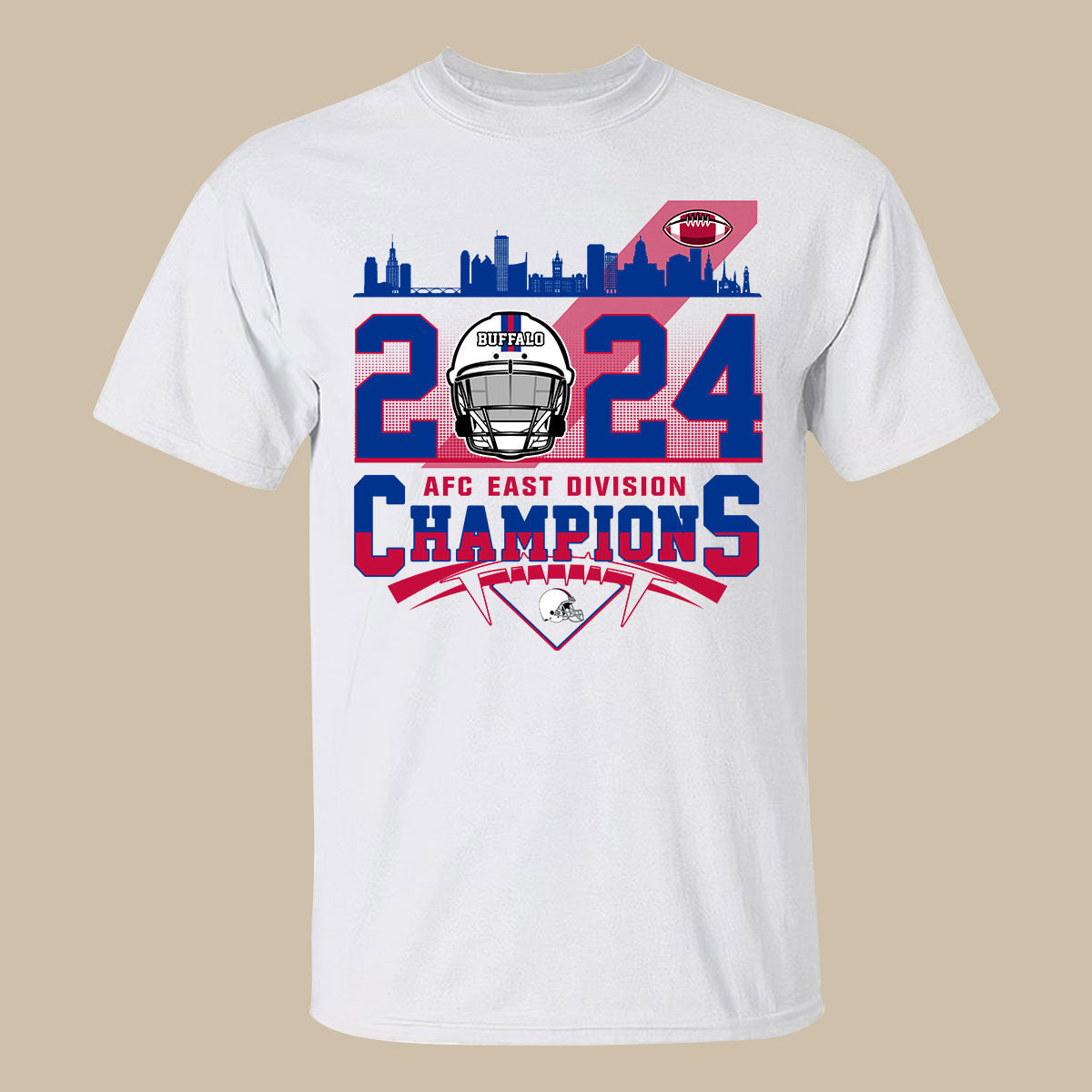 2024 Buffalo American Football AFC East Champions Skyline T Shirts, Conquered The 2024 East Champs Shirts, Buffalo Football Fan Gifts