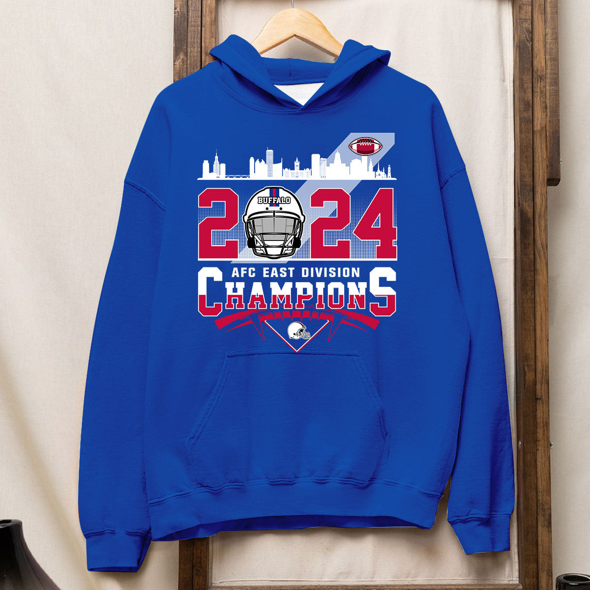 2024 Buffalo American Football AFC East Champions Skyline T Shirts, Conquered The 2024 East Champs Shirts, Buffalo Football Fan Gifts