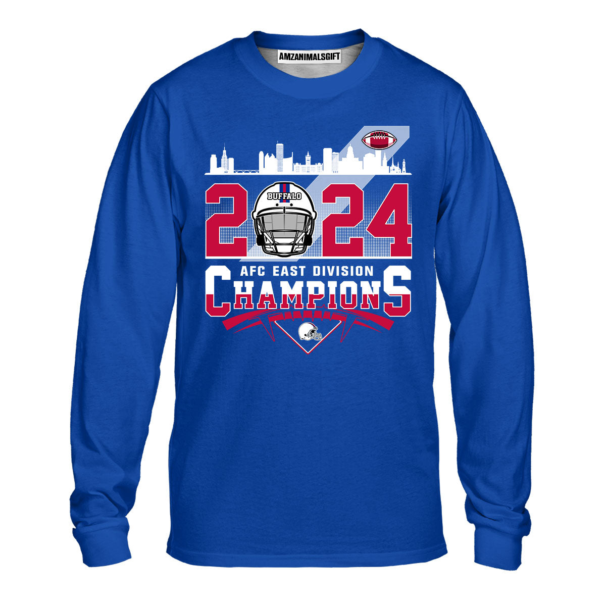 2024 Buffalo American Football AFC East Champions Skyline T Shirts, Conquered The 2024 East Champs Shirts, Buffalo Football Fan Gifts