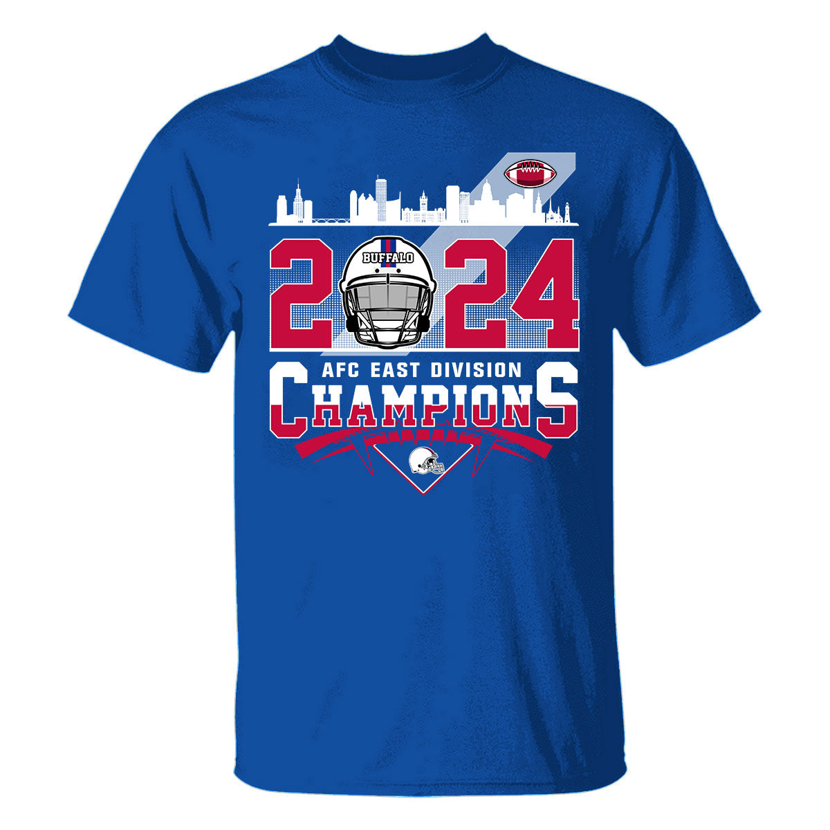 2024 Buffalo American Football AFC East Champions Skyline T Shirts, Conquered The 2024 East Champs Shirts, Buffalo Football Fan Gifts