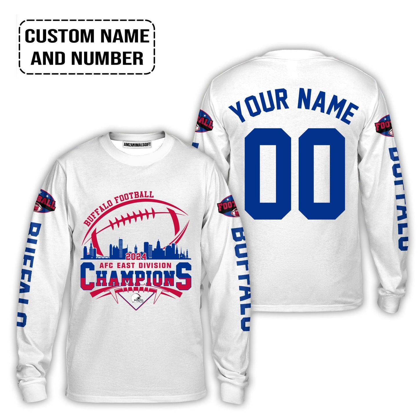 Custom Buffalo American Football AFC East Champions Shirt 2024, 2024 Buffalo Skyline Football AFC East Champs Shirt, Buffalo Football Fan Shirts