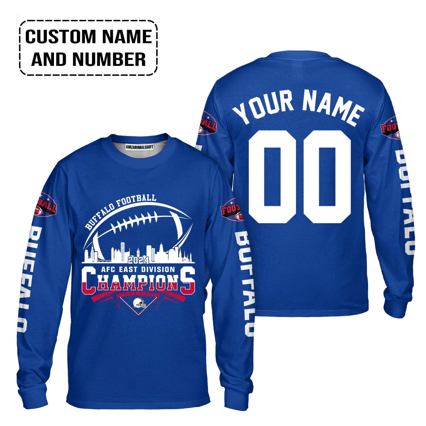 Custom Buffalo American Football AFC East Champions Shirt 2024, 2024 Buffalo Skyline Football AFC East Champs Shirt, Buffalo Football Fan Shirts