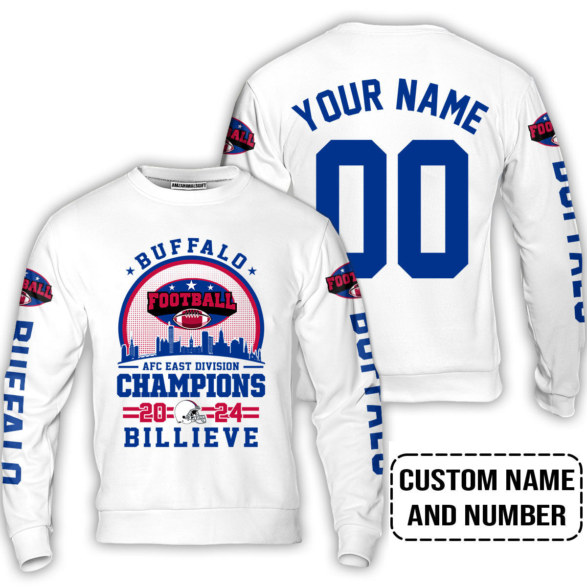 Custom Buffalo American Football 2024 AFC East Champions Billieve t shirt, Billieve Buffalo Football 2024 AFC East Champs Custom Shirts