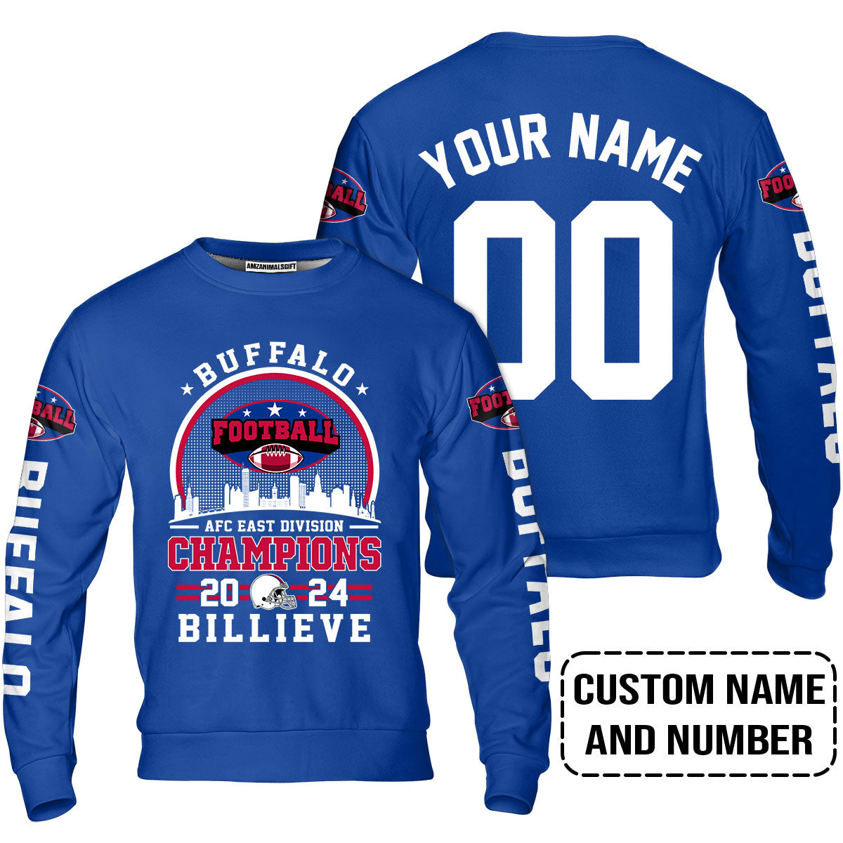 Custom Buffalo American Football 2024 AFC East Champions Billieve t shirt, Billieve Buffalo Football 2024 AFC East Champs Custom Shirts