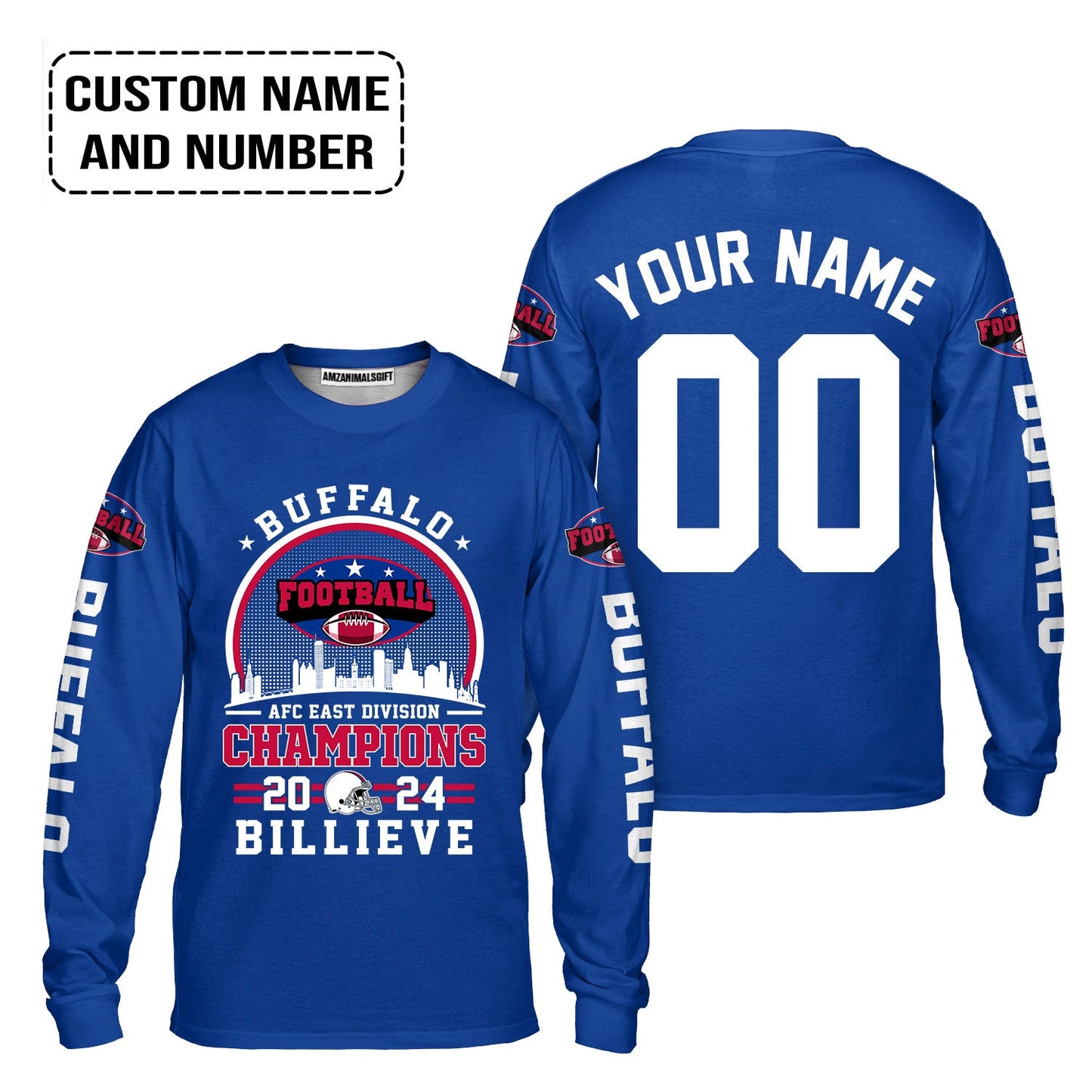 Custom Buffalo American Football 2024 AFC East Champions Billieve t shirt, Billieve Buffalo Football 2024 AFC East Champs Custom Shirts