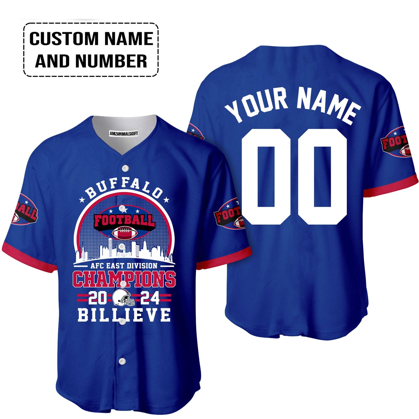 Custom Buffalo American Football 2024 AFC East Champions Billieve t shirt, Billieve Buffalo Football 2024 AFC East Champs Custom Shirts