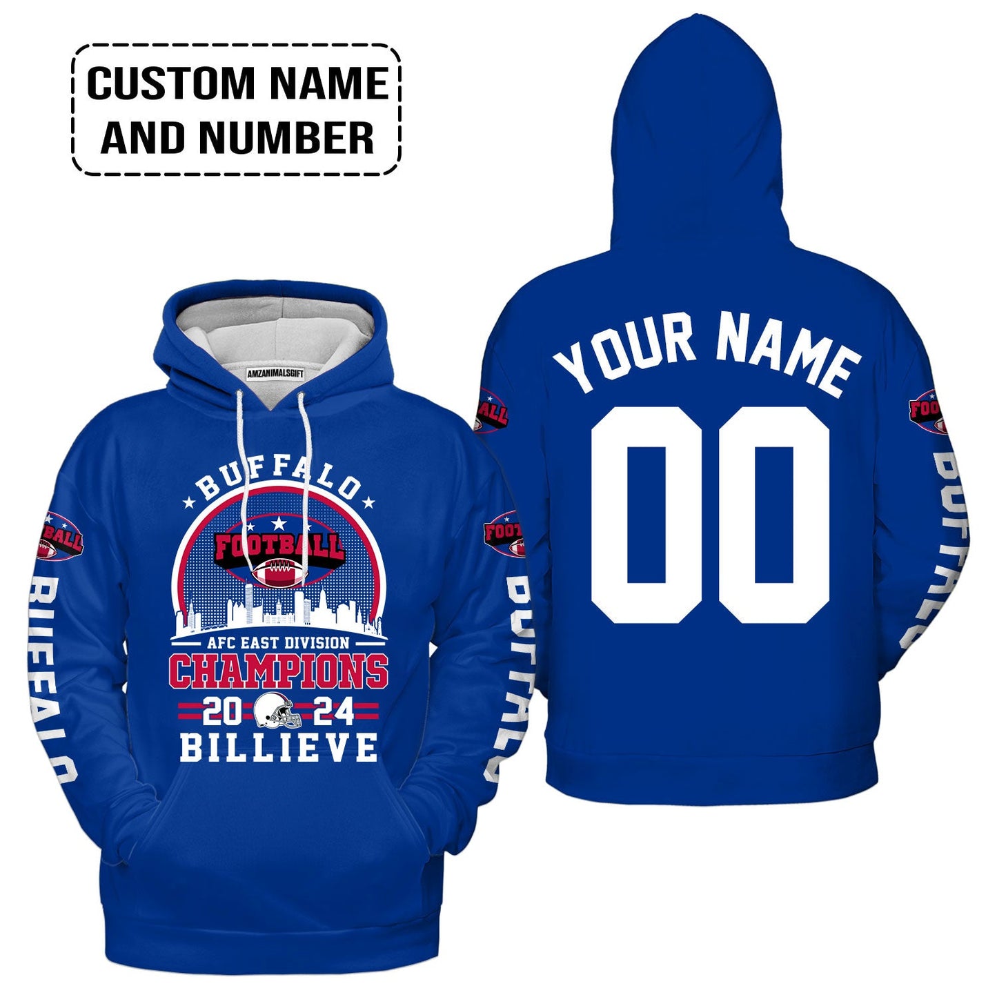 Custom Buffalo American Football 2024 AFC East Champions Billieve t shirt, Billieve Buffalo Football 2024 AFC East Champs Custom Shirts