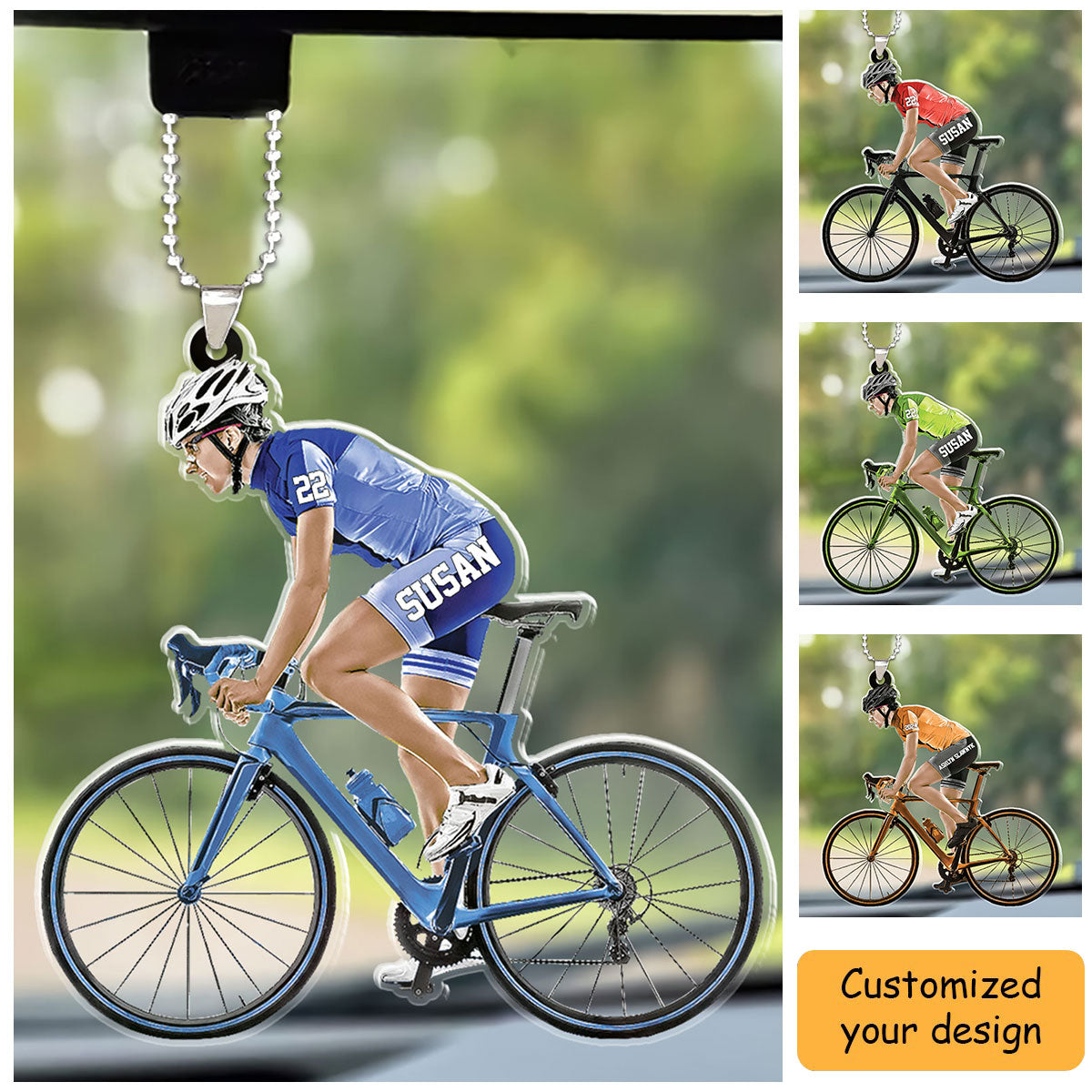 Personalized Female Cyclist Bike Riding Car Ornament Gift For Cyclists