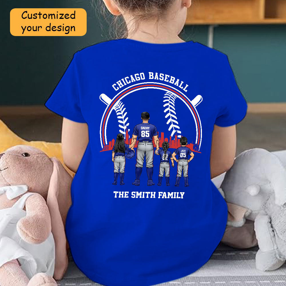 Personalized Chicago Baseball Family Dad Shirt, Perfect Gift For Dad, Father, Grandpa, Family, Baseball Lovers