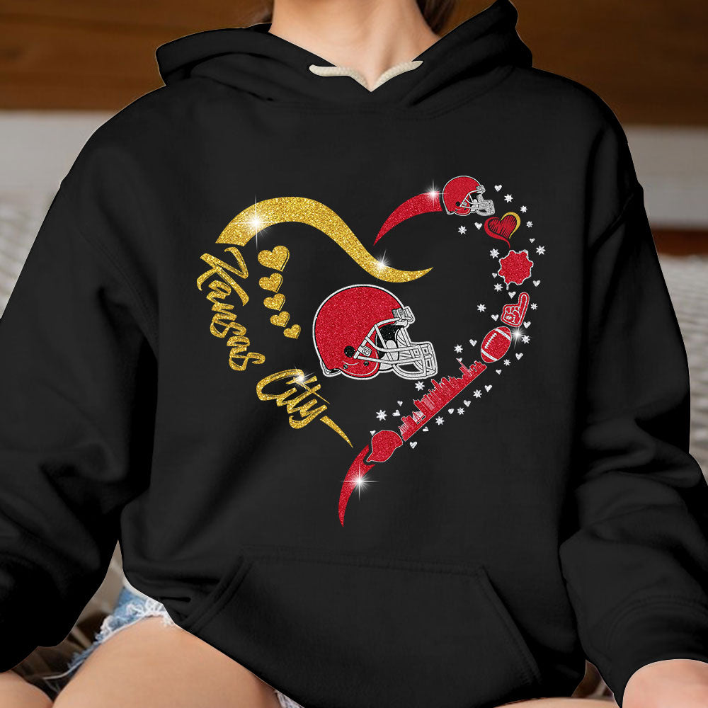 Kansas City Football In My Heart Sweatshirt, Long Sleeve, T Shirts, Hoodie For Men & Women, Kansas City Lover
