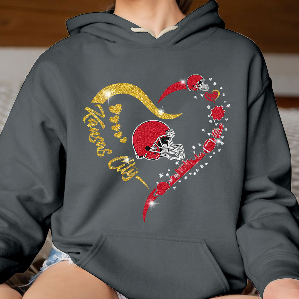 Kansas City Football In My Heart Sweatshirt, Long Sleeve, T Shirts, Hoodie For Men & Women, Kansas City Lover