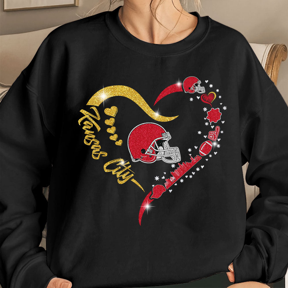 Kansas City Football In My Heart Sweatshirt, Long Sleeve, T Shirts, Hoodie For Men & Women, Kansas City Lover