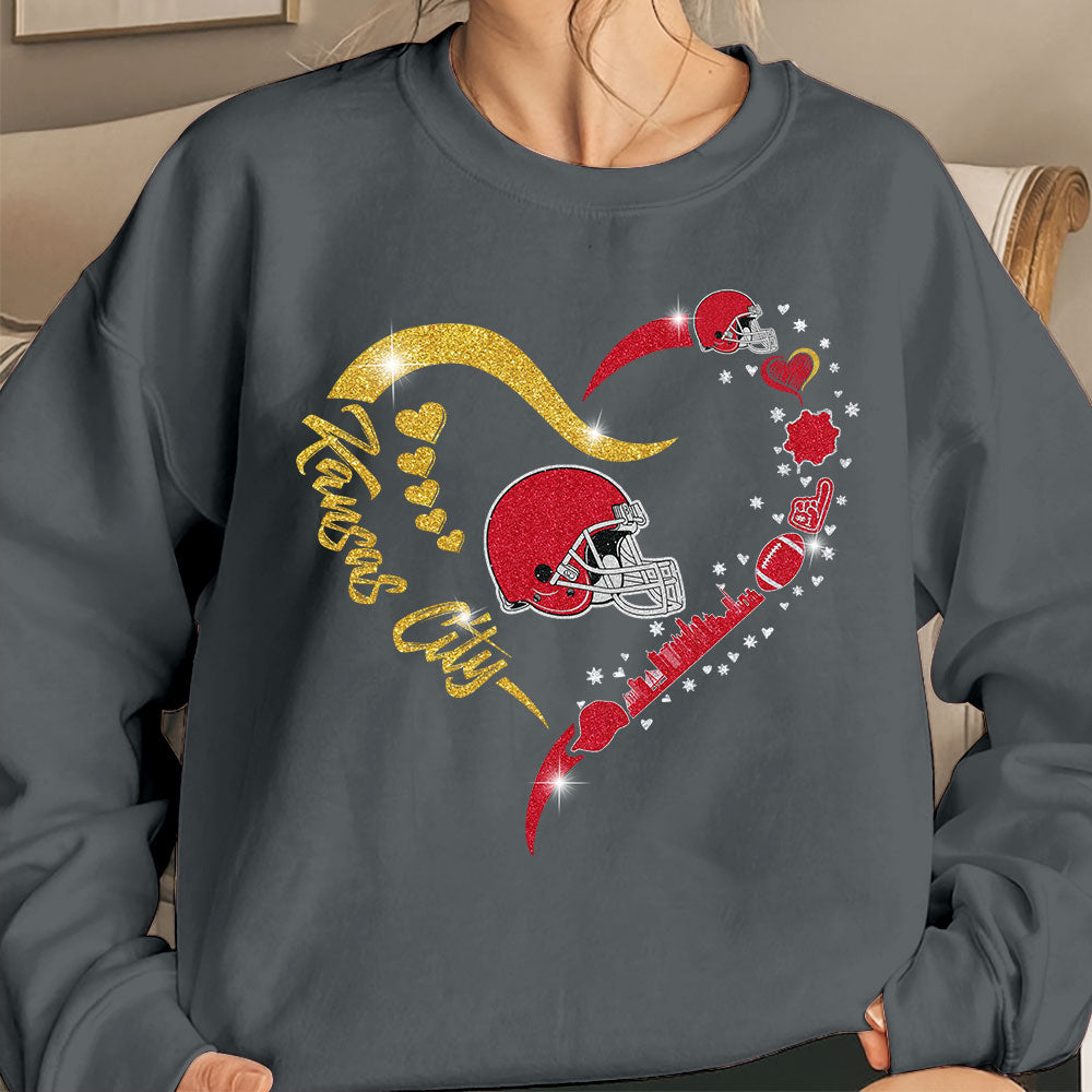 Kansas City Football In My Heart Sweatshirt, Long Sleeve, T Shirts, Hoodie For Men & Women, Kansas City Lover