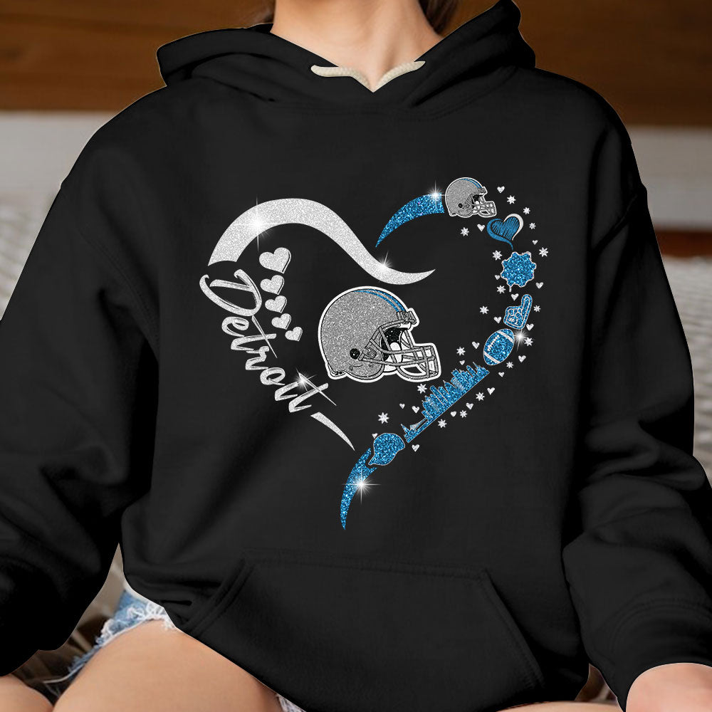 Detroit Football In My Heart T Shirts, Hoodie, Sweatshirt, Long Sleeve For Men & Women, Detroit Lover