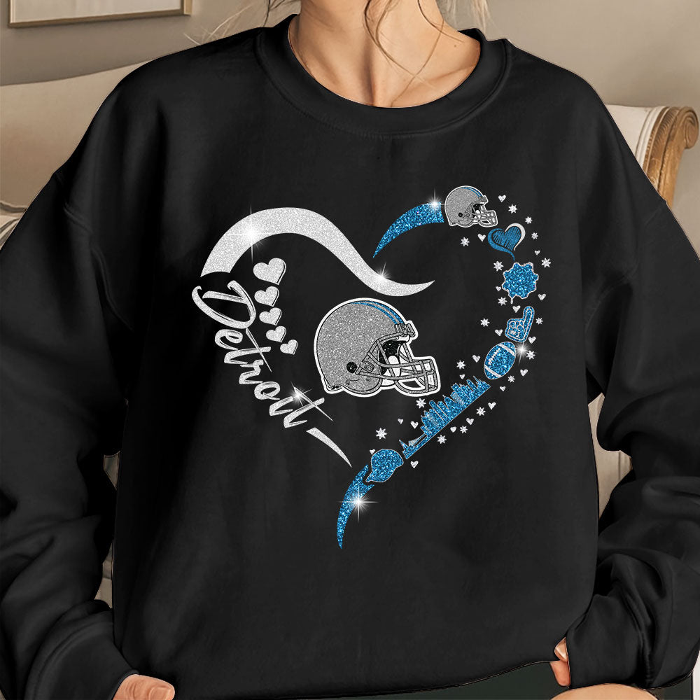 Detroit Football In My Heart T Shirts, Hoodie, Sweatshirt, Long Sleeve For Men & Women, Detroit Lover
