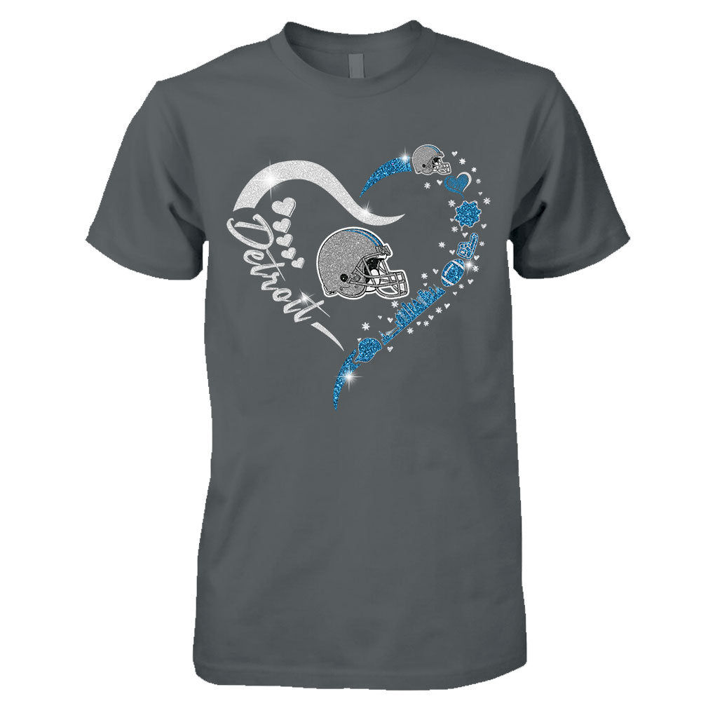 Detroit Football In My Heart T Shirts, Hoodie, Sweatshirt, Long Sleeve For Men & Women, Detroit Lover