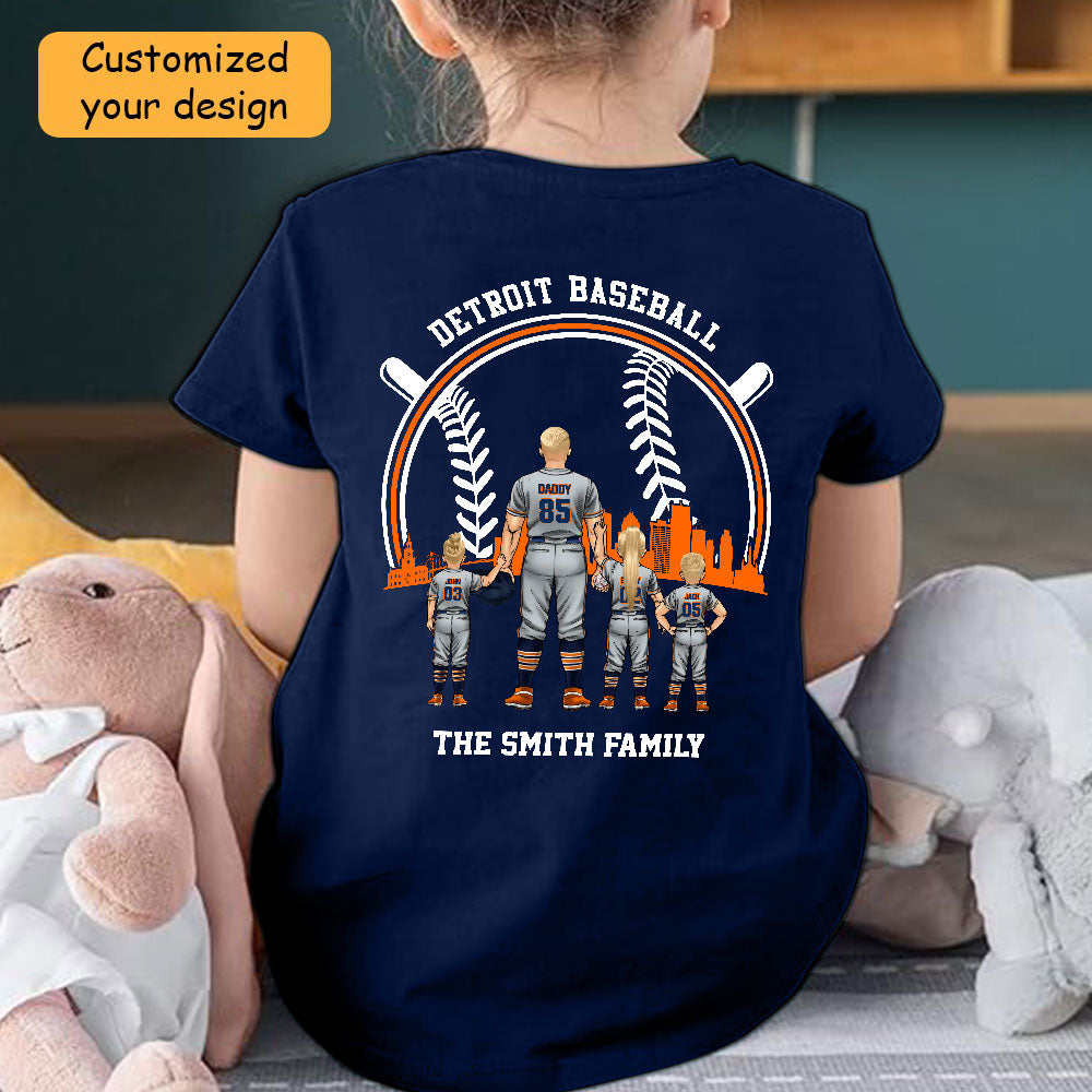 Personalized Detroit Baseball Family Dad Shirt, Perfect Gift For Dad, Father, Grandpa, Family, Baseball Lovers