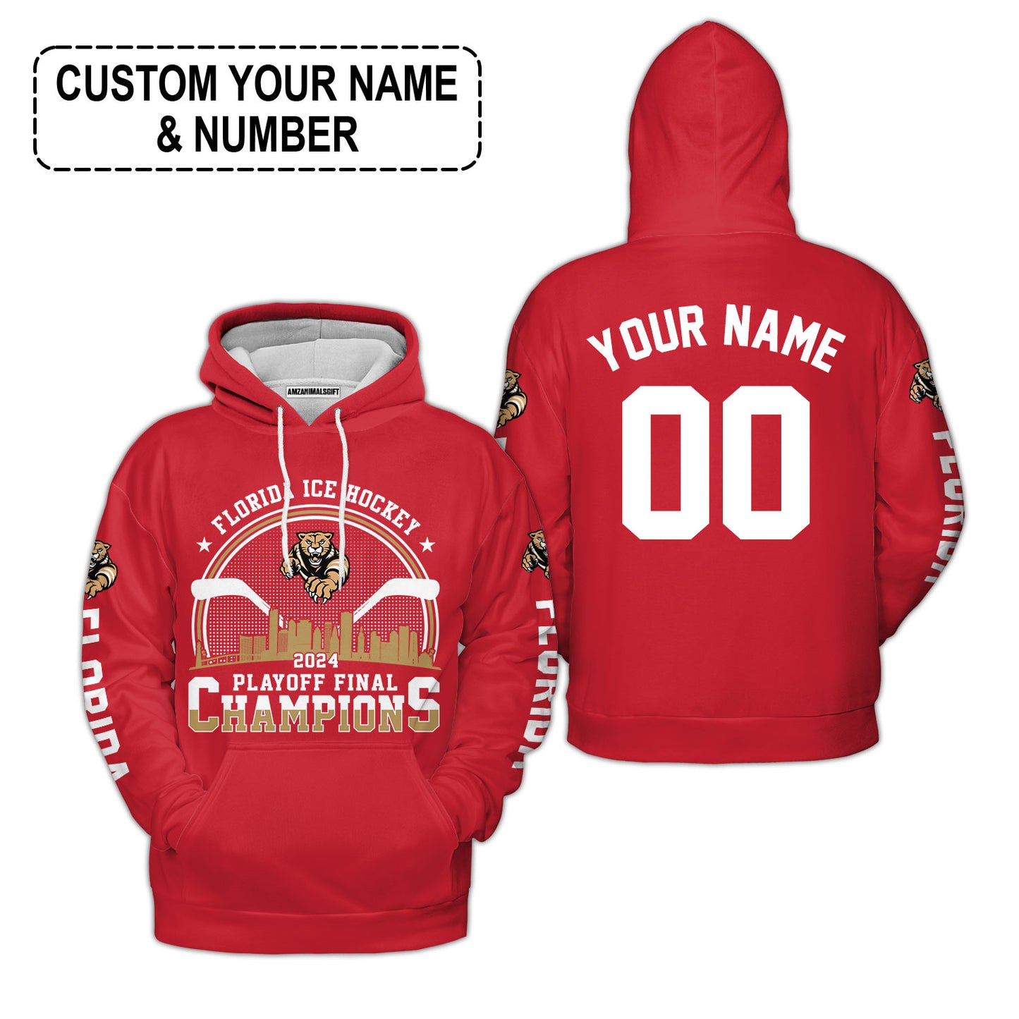 Customized Florida Ice Hockey 2024 Playoff Final Champions Sweatshirt, Florida Hockey Shirt For Florida Hockey Lovers - AOP