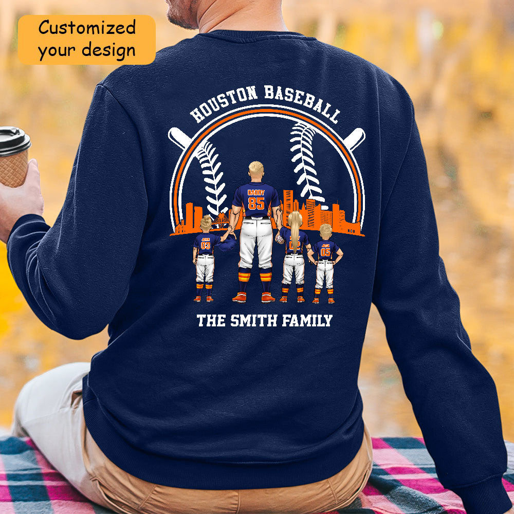 Personalized Houston Baseball Family Dad Shirt, Perfect Gift For Dad, Father, Grandpa, Family, Baseball Lovers