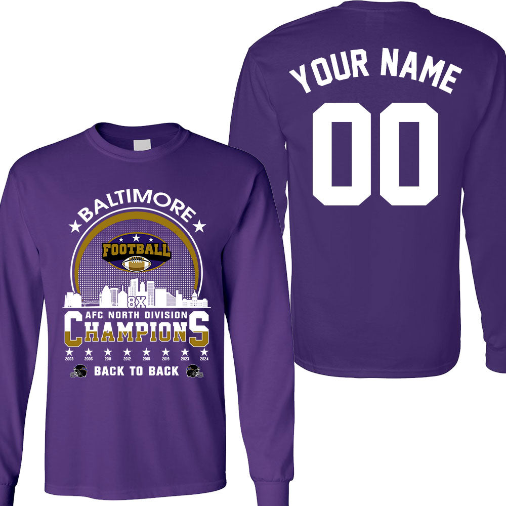 Baltimore Football 2024 AFC North Division Champions Skyline Double Sided Sweatshirt, 2024 AFC North Champs 2 Sided Custom Sweatshirt