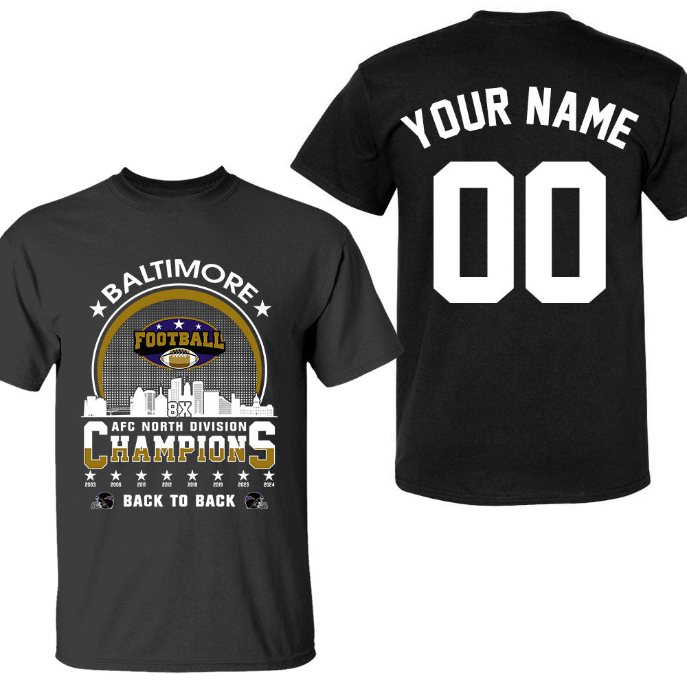 Baltimore Football 2024 AFC North Division Champions Skyline Double Sided Sweatshirt, 2024 AFC North Champs 2 Sided Custom Sweatshirt