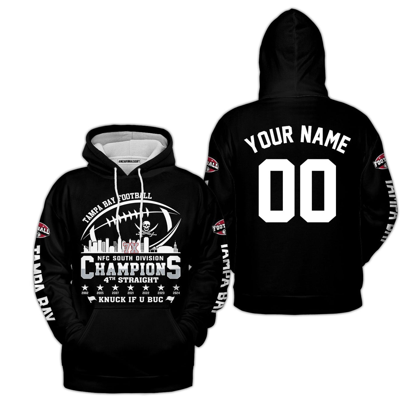 Tampa Bay Football 2024 NFC South Division Champions Skyline Custom Sweatshirt, 2024 NFC South Champs Champions Custom Double Sided Sweatshirt