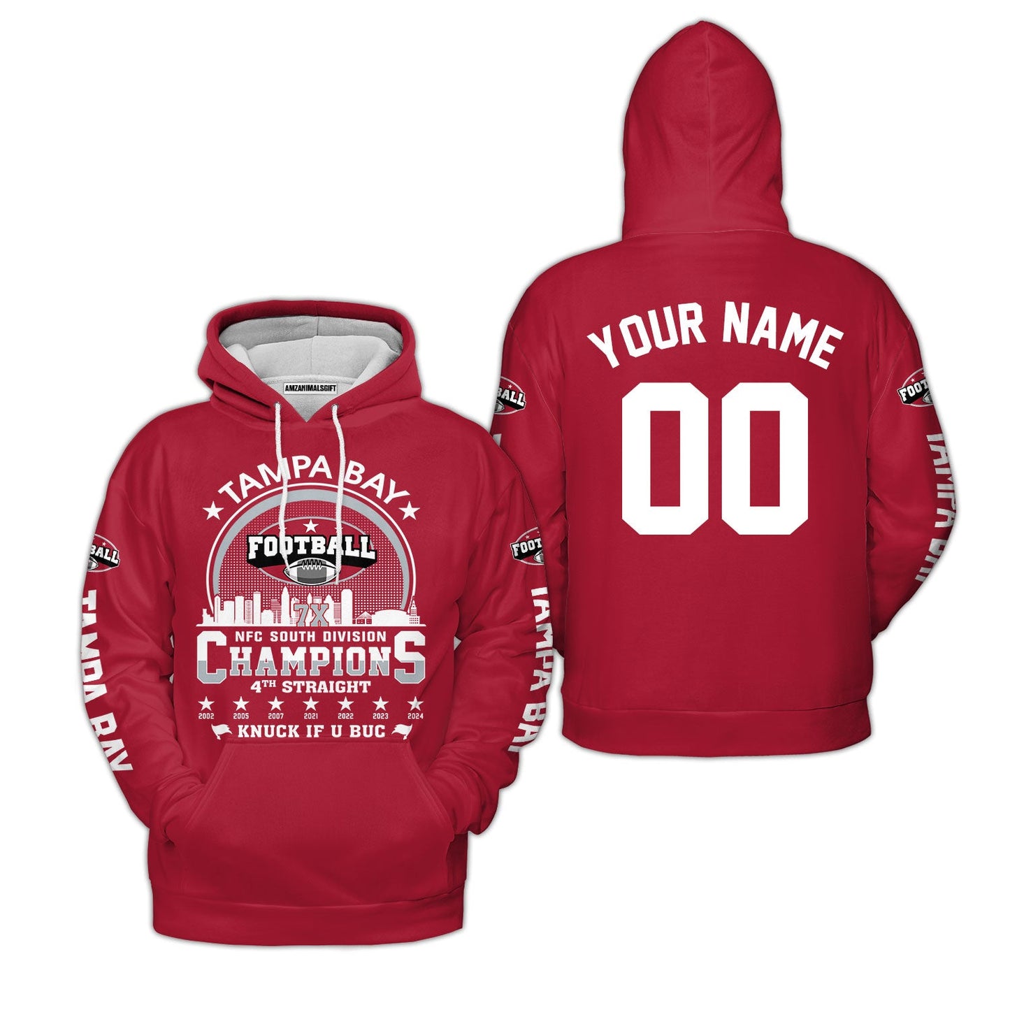 Tampa Bay Football 2024 NFC South Division Champions Skyline Custom Sweatshirt, 2024 NFC South Champs Champions Custom Double Sided Sweatshirt