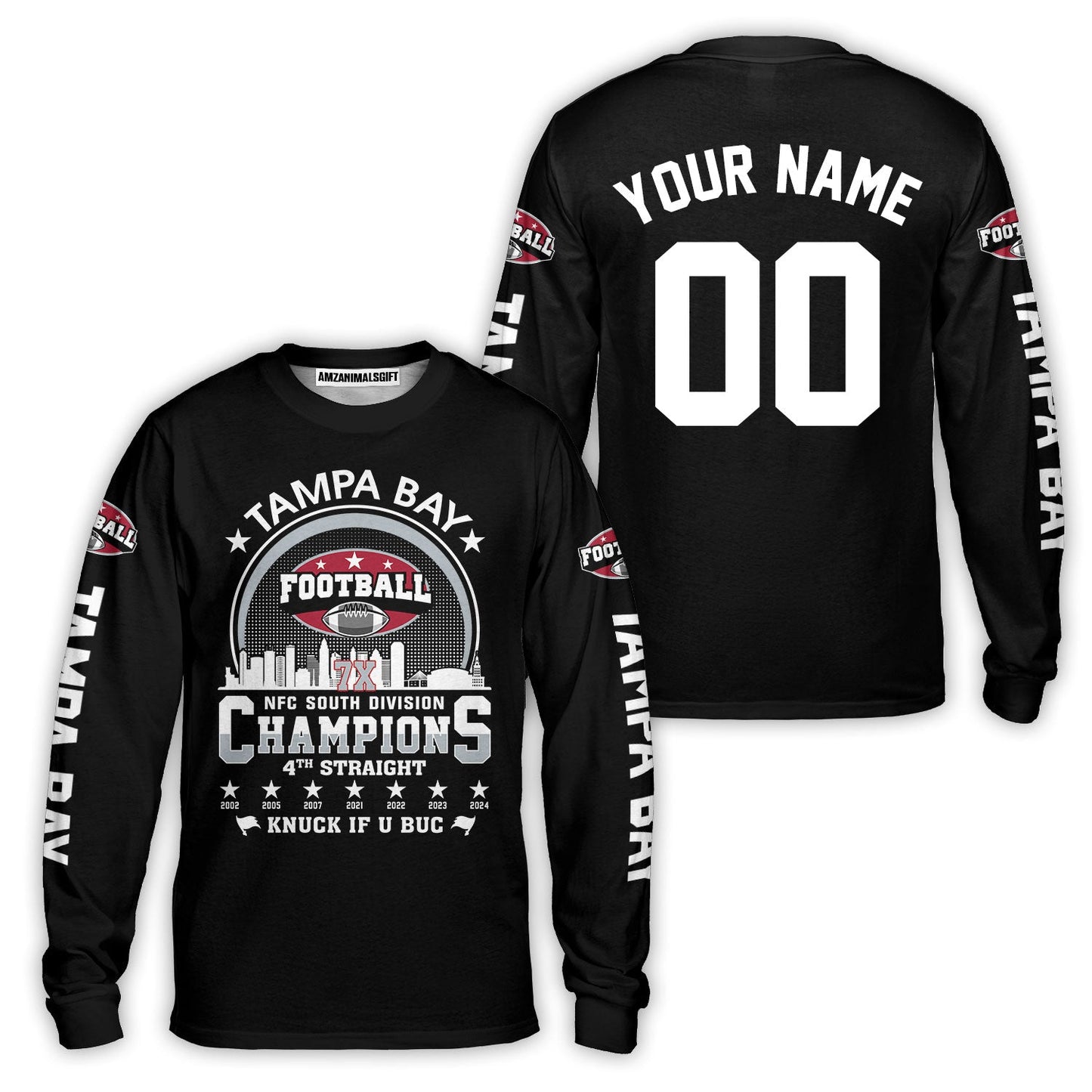 Tampa Bay Football 2024 NFC South Division Champions Skyline Custom Sweatshirt, 2024 NFC South Champs Champions Custom Double Sided Sweatshirt