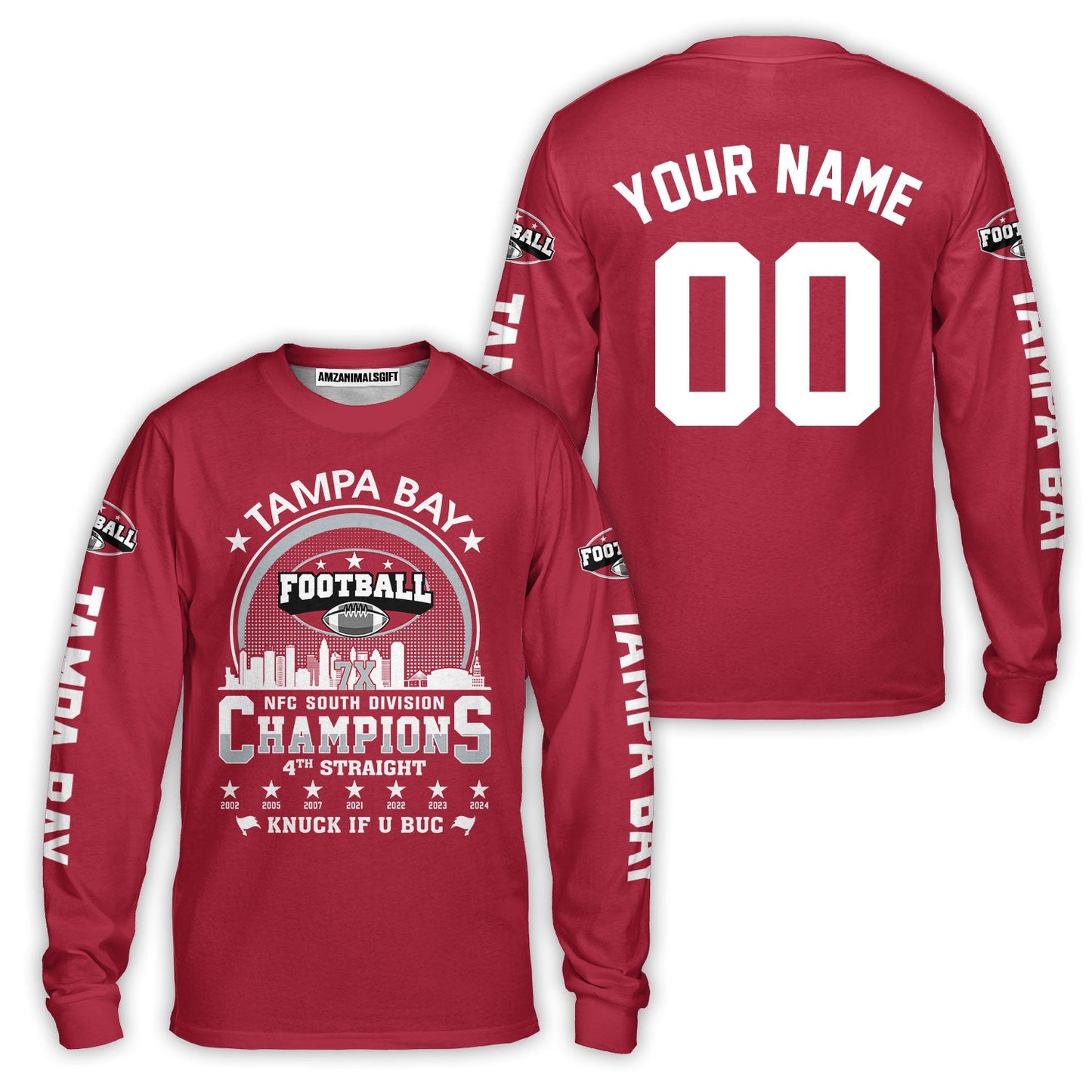 Tampa Bay Football 2024 NFC South Division Champions Skyline Custom Sweatshirt, 2024 NFC South Champs Champions Custom Double Sided Sweatshirt