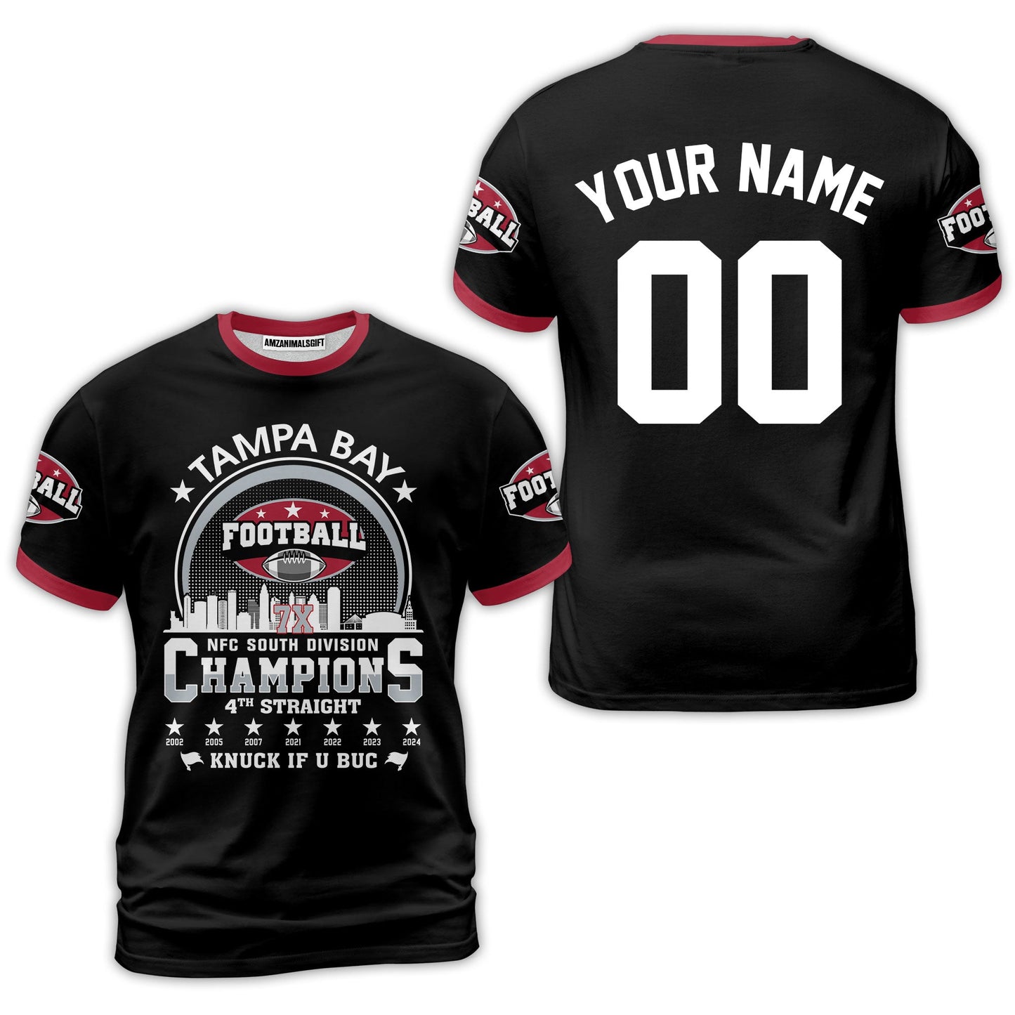 Tampa Bay Football 2024 NFC South Division Champions Skyline Custom Sweatshirt, 2024 NFC South Champs Champions Custom Double Sided Sweatshirt
