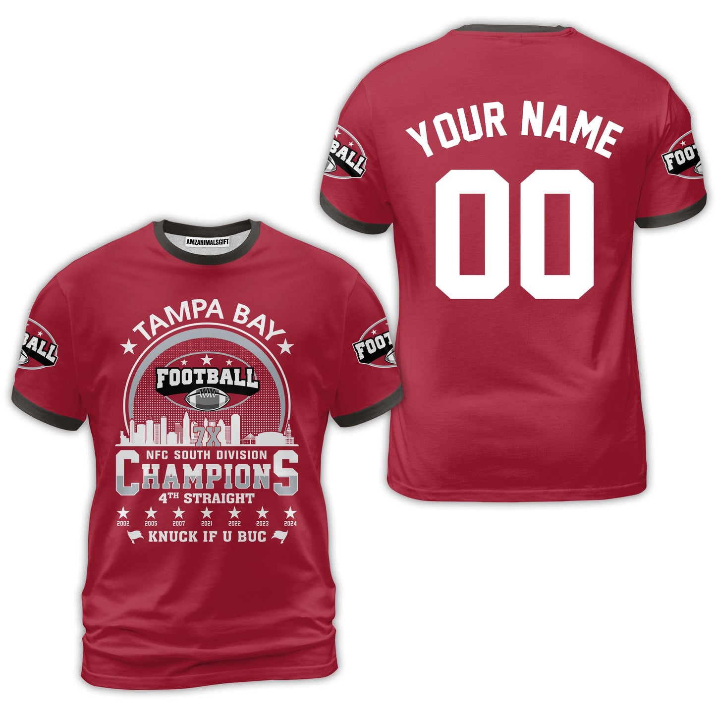 Tampa Bay Football 2024 NFC South Division Champions Skyline Custom Sweatshirt, 2024 NFC South Champs Champions Custom Double Sided Sweatshirt