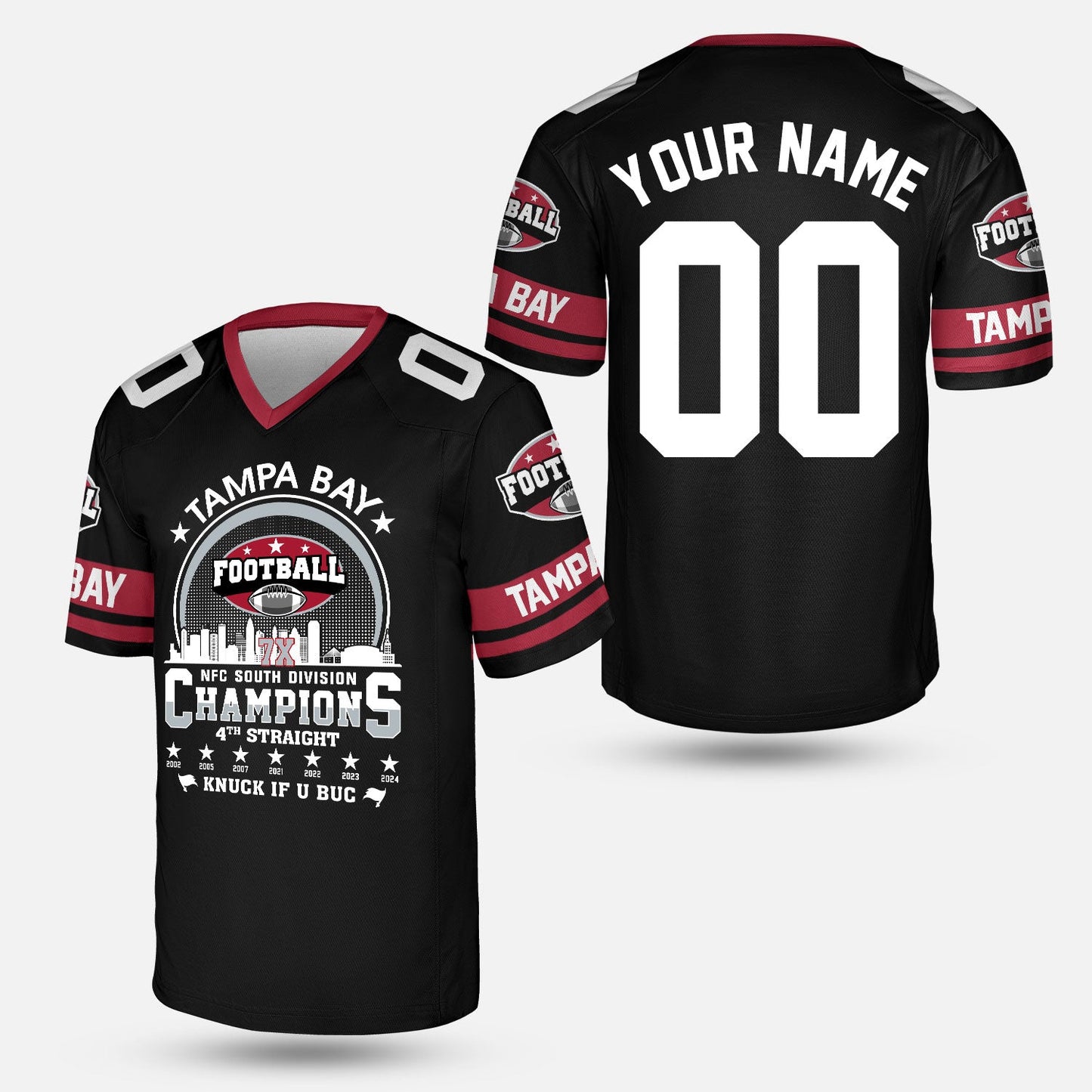 Tampa Bay Football 2024 NFC South Division Champions Skyline Custom Sweatshirt, 2024 NFC South Champs Champions Custom Double Sided Sweatshirt