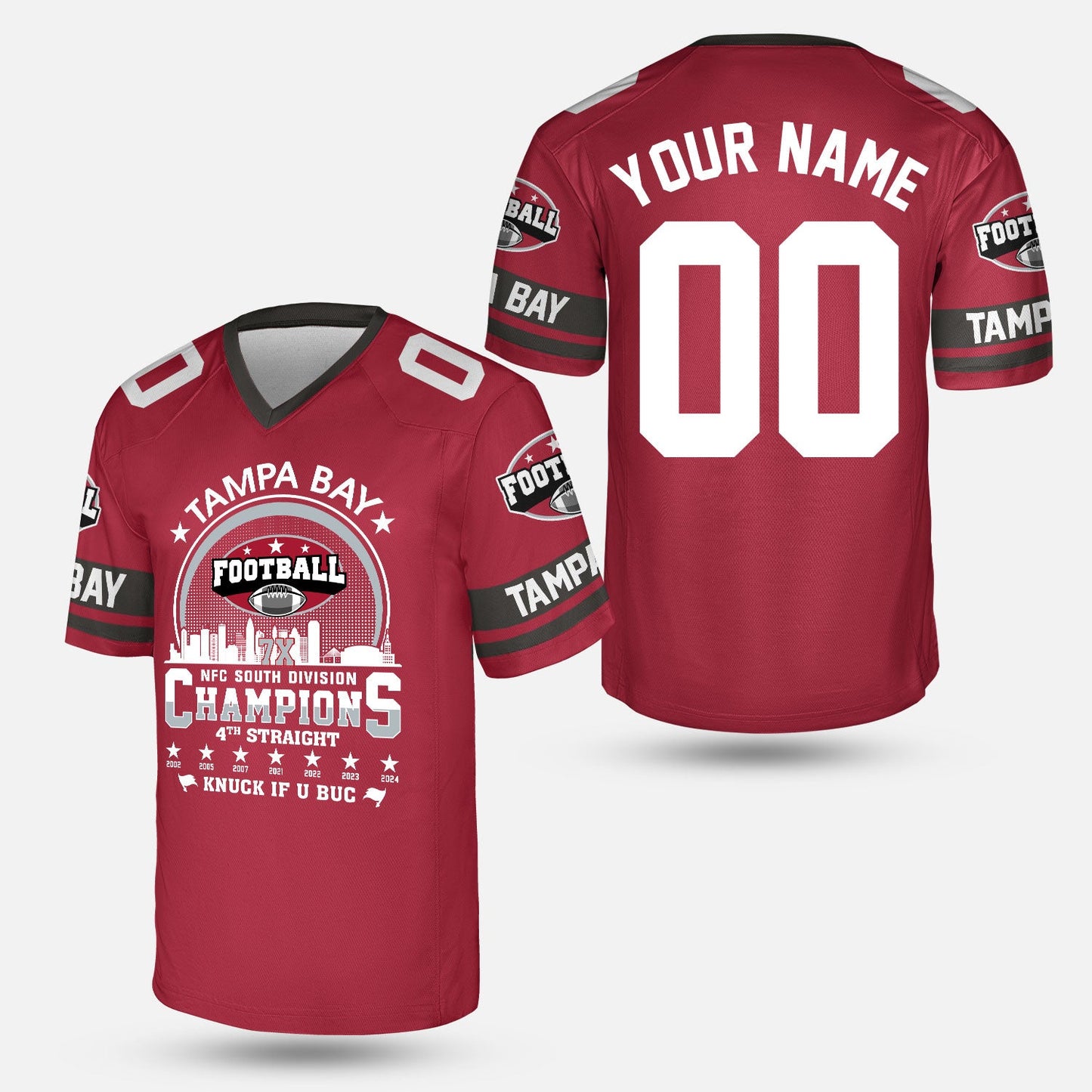 Tampa Bay Football 2024 NFC South Division Champions Skyline Custom Sweatshirt, 2024 NFC South Champs Champions Custom Double Sided Sweatshirt