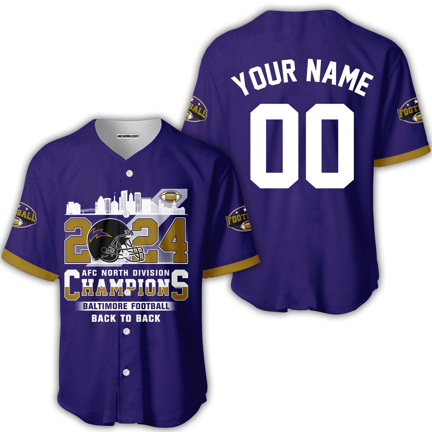 2024 Baltimore Football AFC North Division Champions Skyline Custom Hoodie, 2024 AFC North Champs Champions Custom Double Sided Hoodie