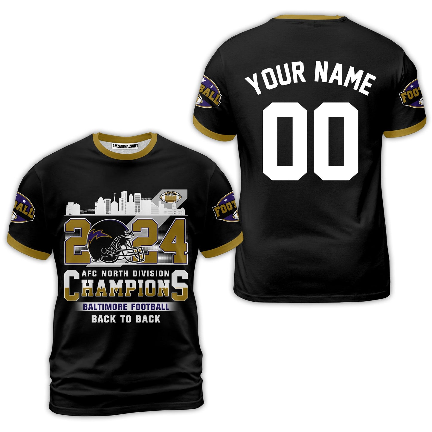 2024 Baltimore Football AFC North Division Champions Skyline Custom Long Sleeve, 2024 AFC North Champs Champions Custom Double Sided Long Sleeve Shirt