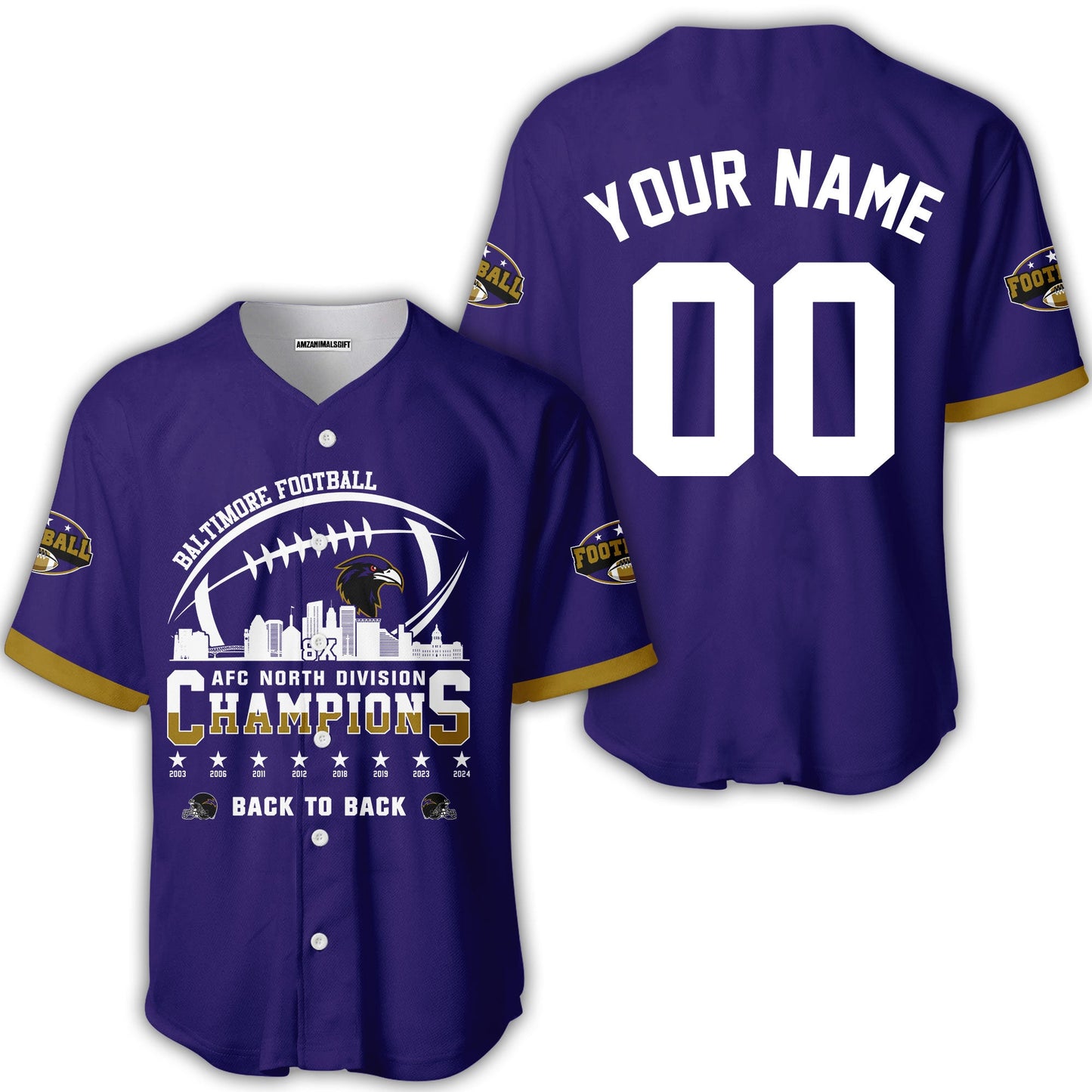 Custom Baltimore Football 2024 AFC North Division Champions Skyline Hoodie, 2024 AFC North Champs Champions Custom Double Sided Hoodie