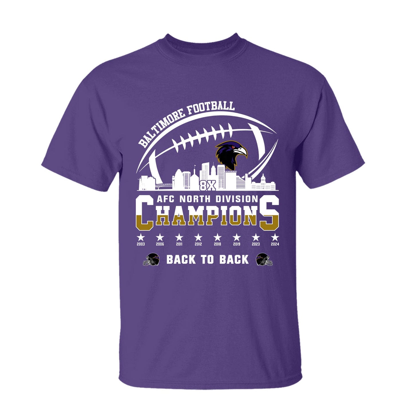 Baltimore Football 2024 AFC North Division Champions Skyline V-neck Shirt, 2024 AFC North Champs V-neck Shirts For Baltimore Football Fans
