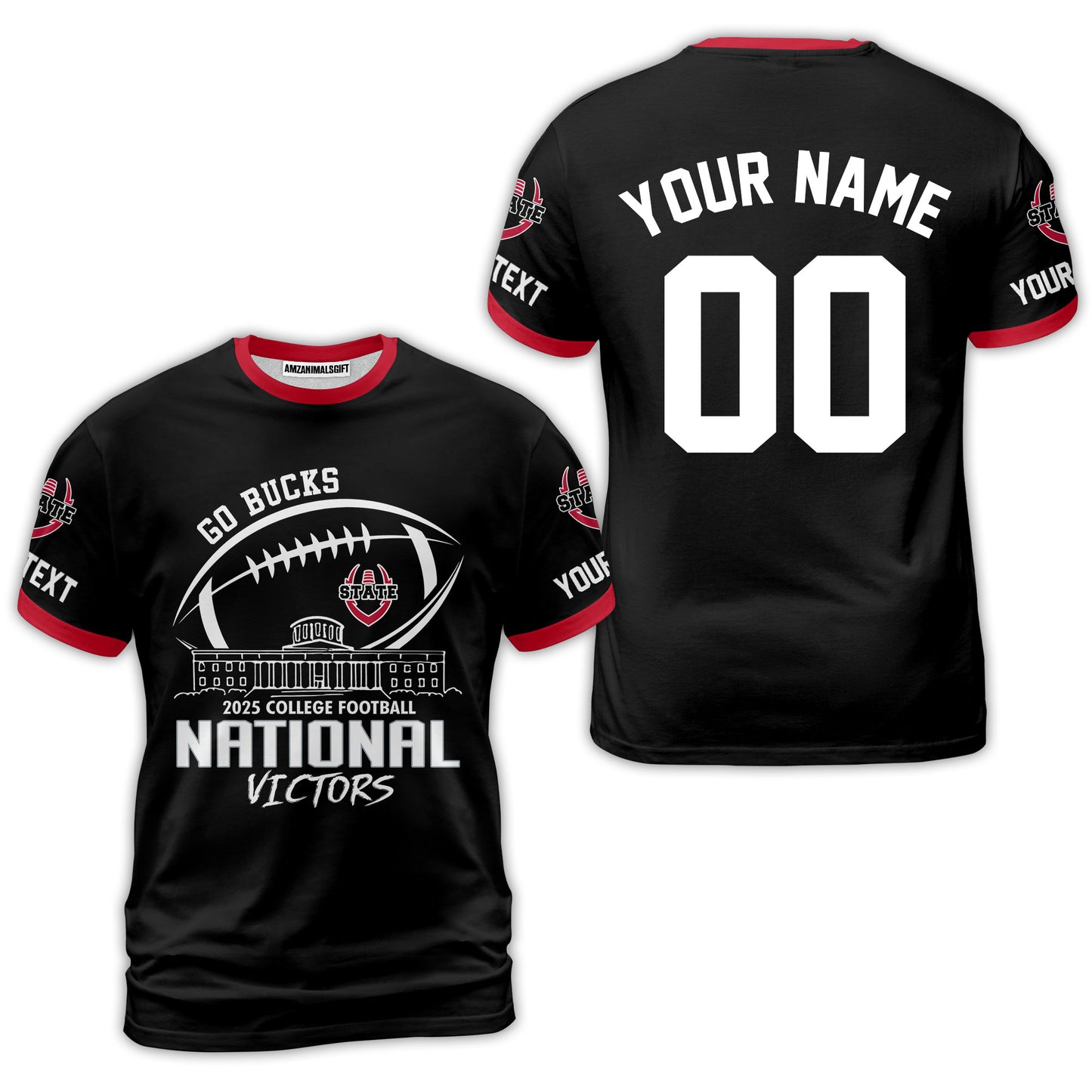 Go Bucks 2025 College Football Victors Custom 2 Sided V-neck Jersey, National Winner Shirt, 2025 Champions Columbus Ohio Custom V-neck Jersey Shirts
