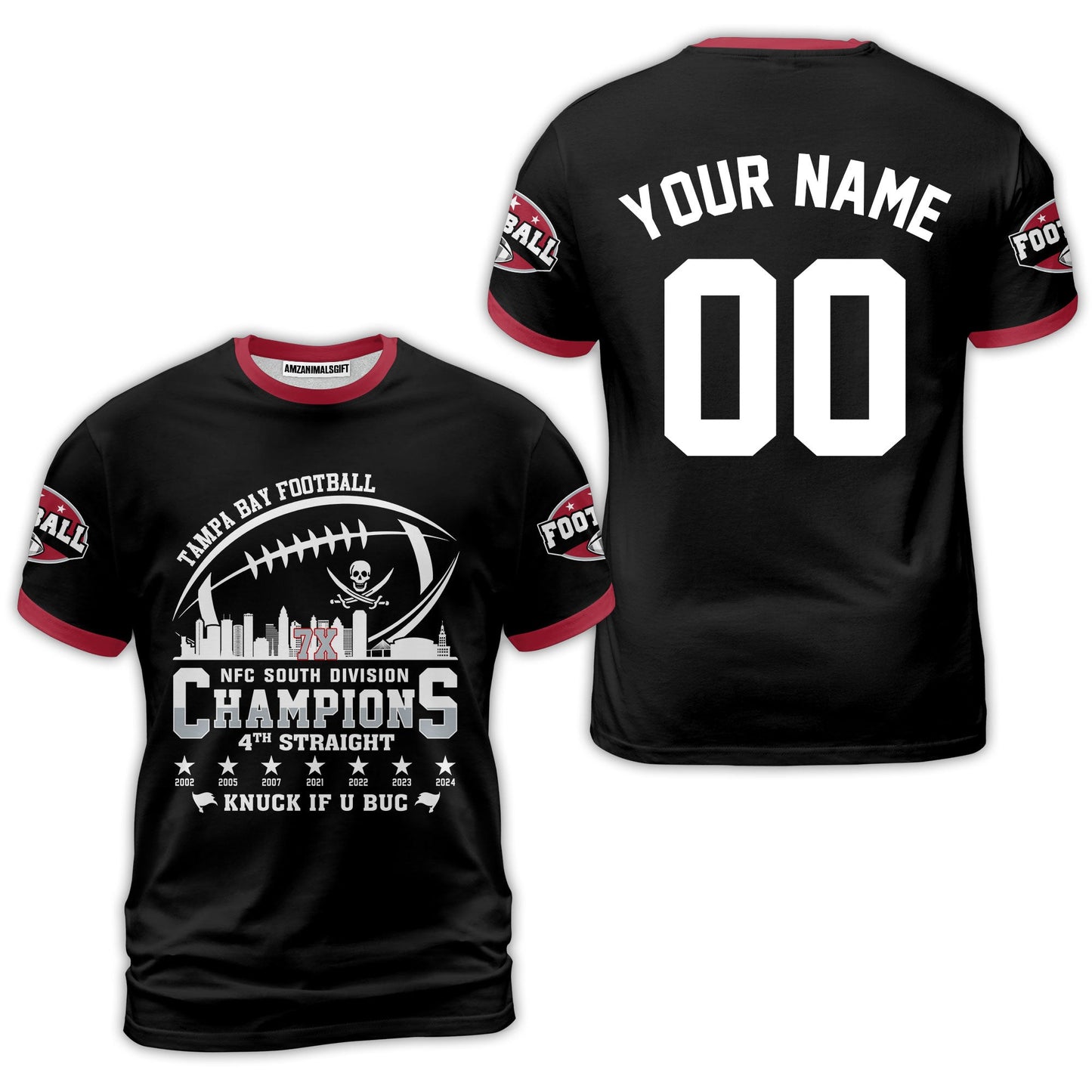 Custom Tampa Bay Football 2024 NFC South Division Champions Skyline Sweatshirt, 2024 NFC South Champs Champions Custom Double Sided Sweatshirt