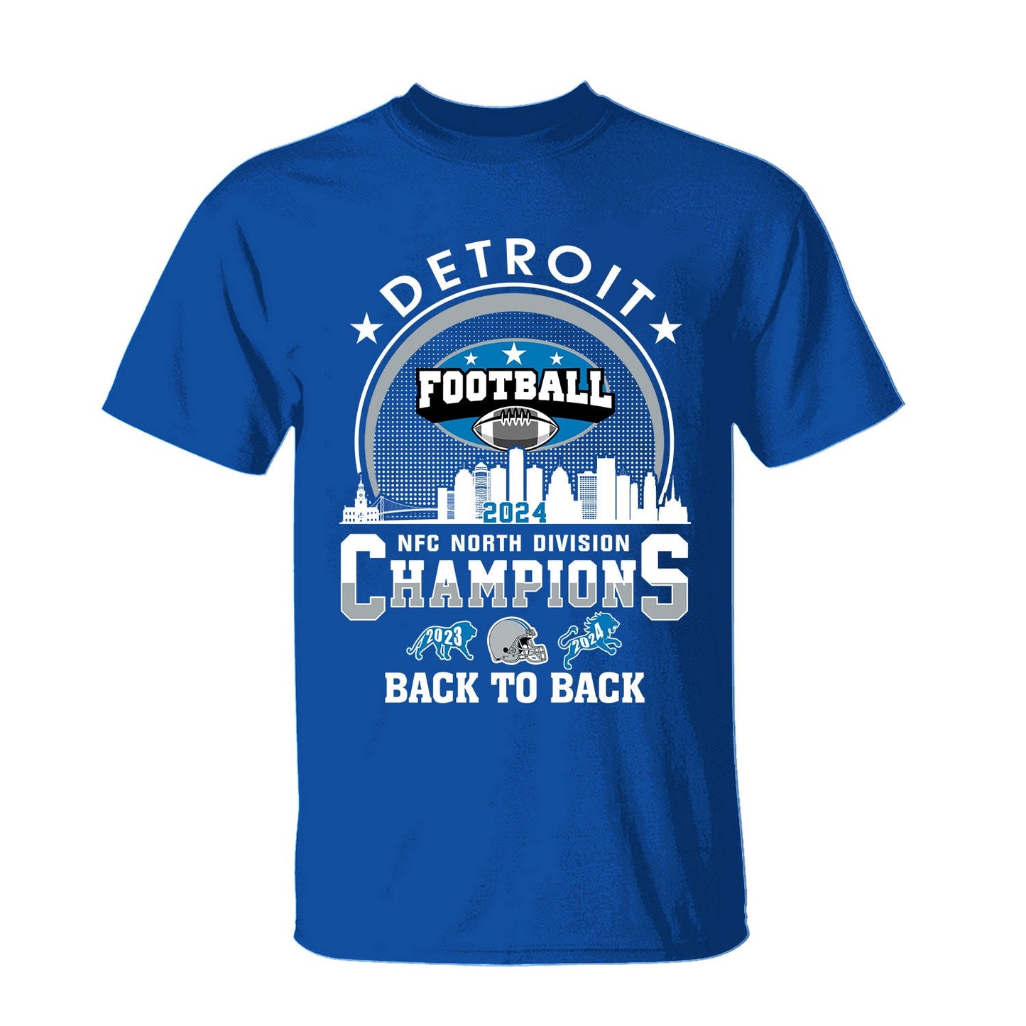 Detroit Football 2024 NFC North Division Champions Skyline Hoodie, 2024 NFC North Champs Apparel For Detroit Football Fans