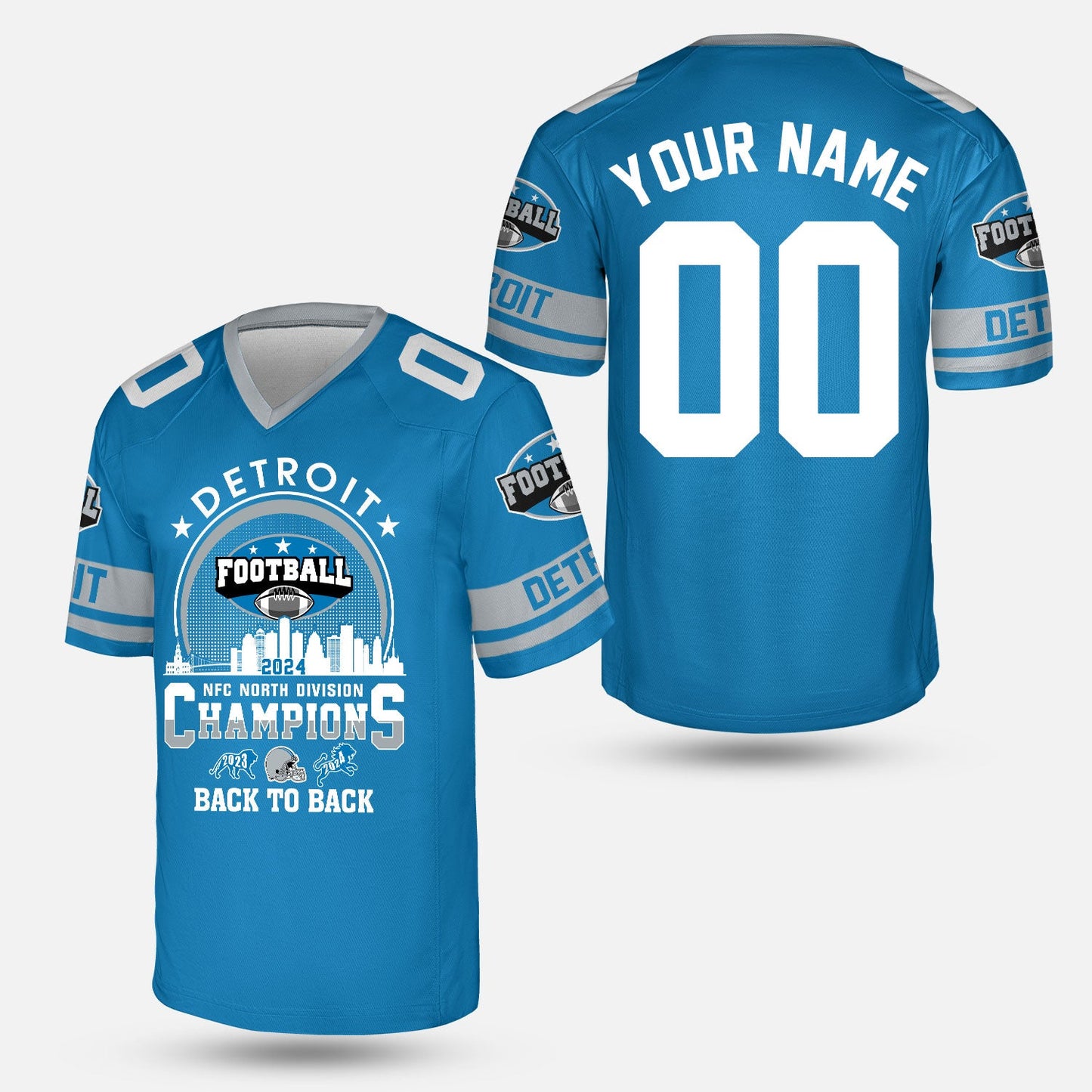 Personalized Detroit Football 2024 NFC North Division Champions Skyline Long Sleeve Shirt, NFC North Detroit Champs Shirts