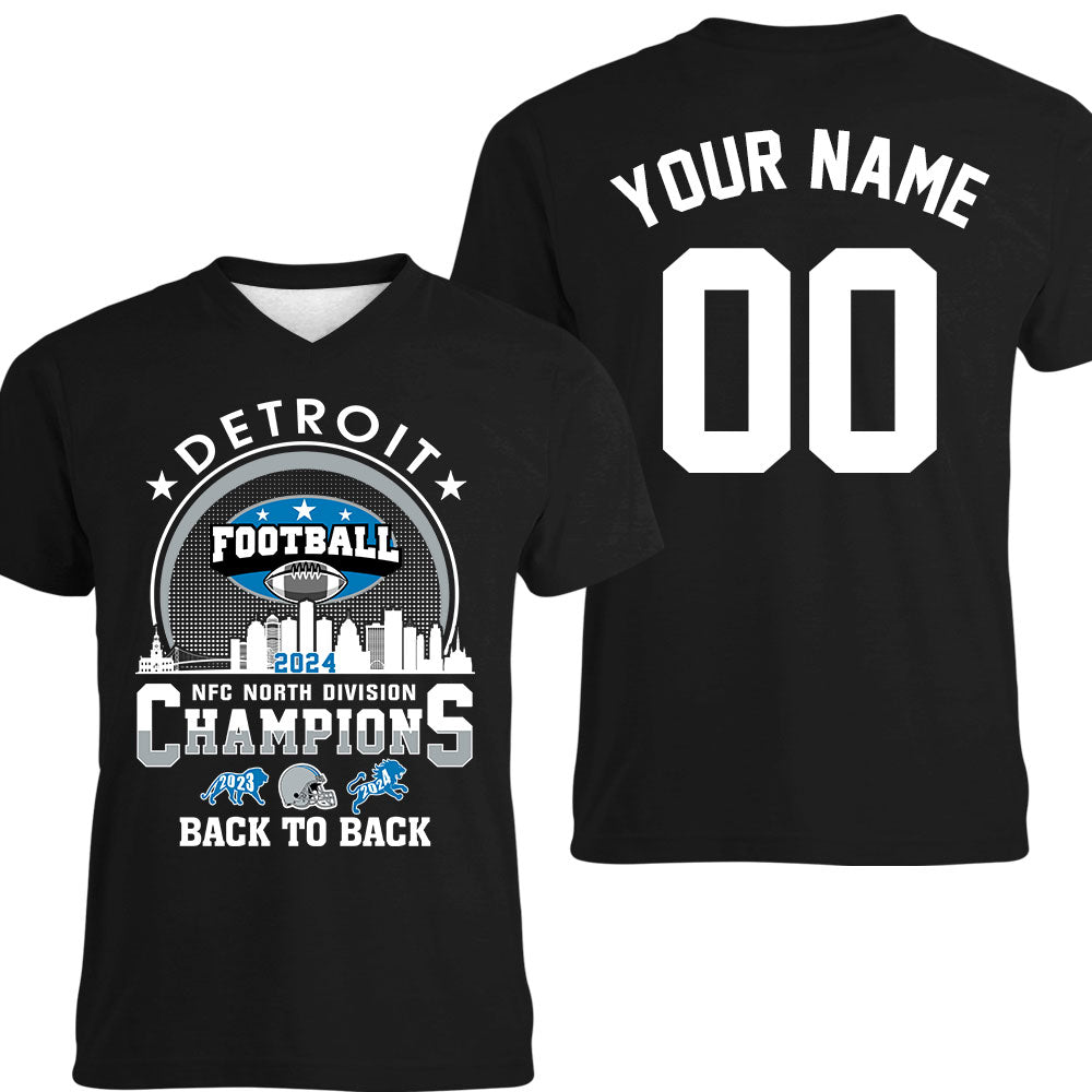 Detroit Football 2024 NFC North Division Champions Skyline Double Sided Long Sleeve Shirt, NFC North Champs 2 Sided Custom Shirts