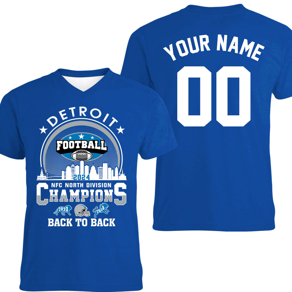 Detroit Football 2024 NFC North Division Champions Skyline Double Sided Hoodie, 2024 NFC North Champs 2 Sided Custom Shirts