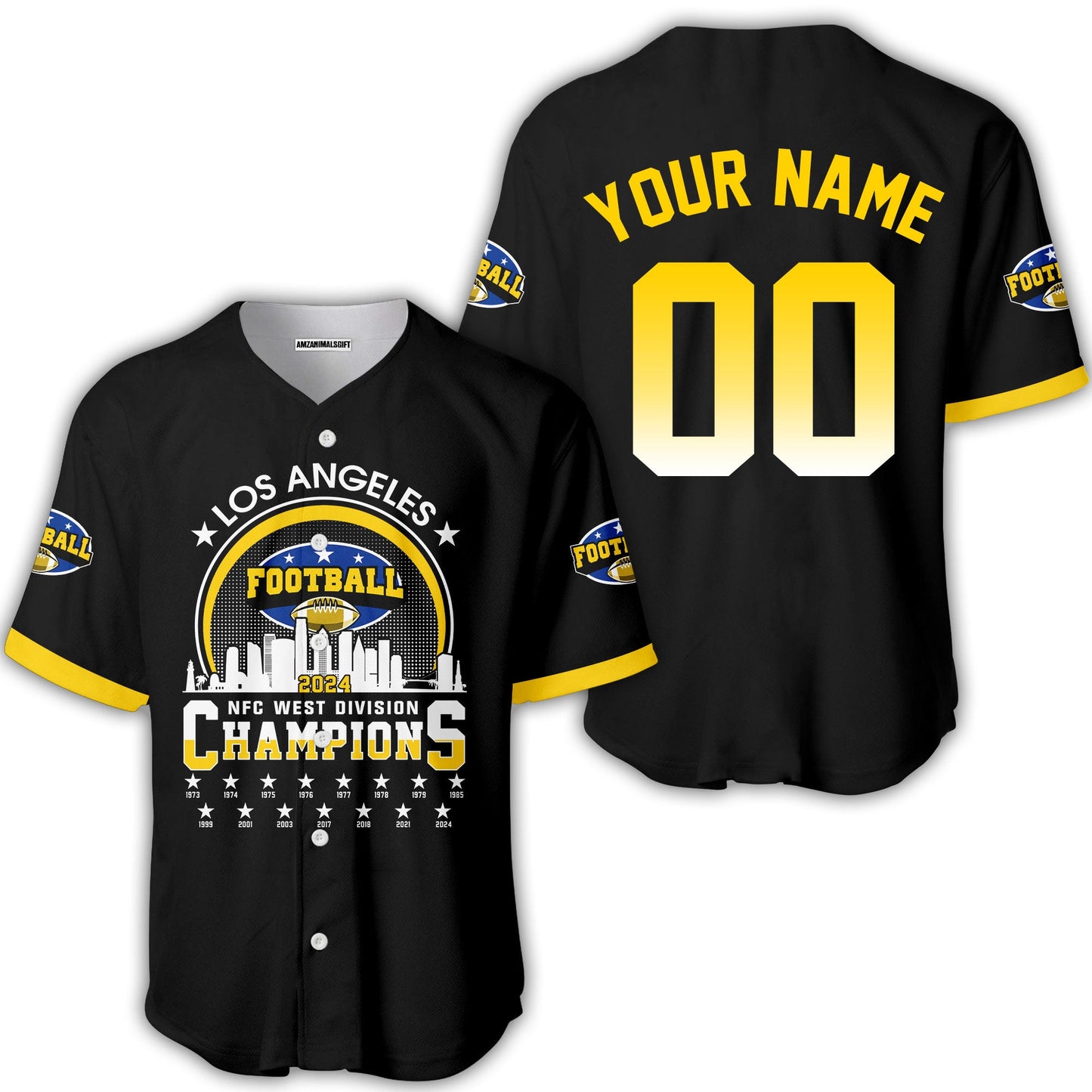 Los Angeles Football 2024 NFC West Division Champions Skyline Custom Shirts, 2024 NFC West Champs Champions Custom Double Sided Shirts