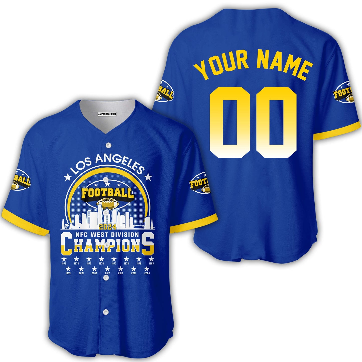 Los Angeles Football 2024 NFC West Division Champions Skyline Custom Shirts, 2024 NFC West Champs Champions Custom Double Sided Shirts