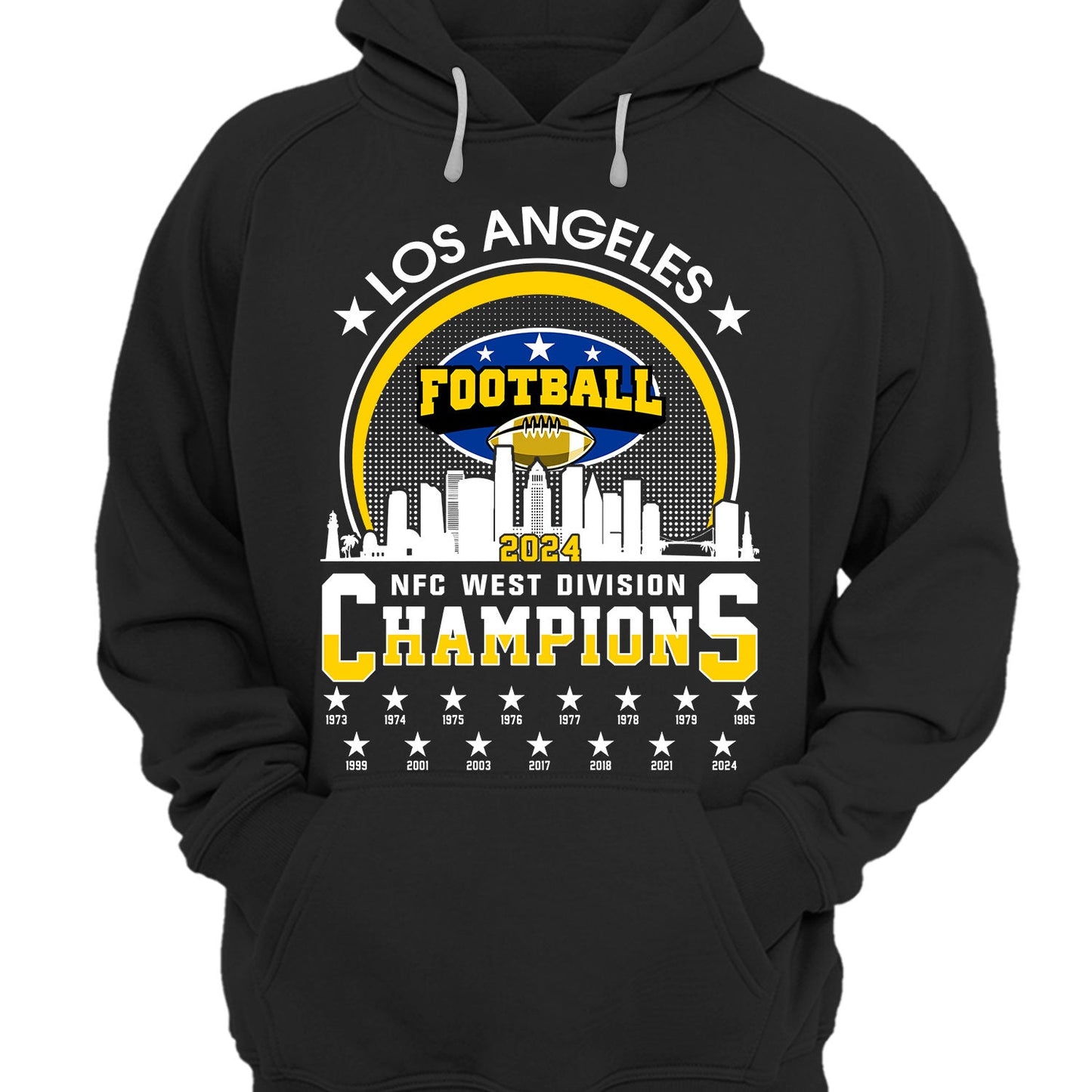 Los Angeles Football 2024 NFC West Division Champions Skyline Shirts, 2024 NFC West Champs Apparel For Los Angeles Football Fans